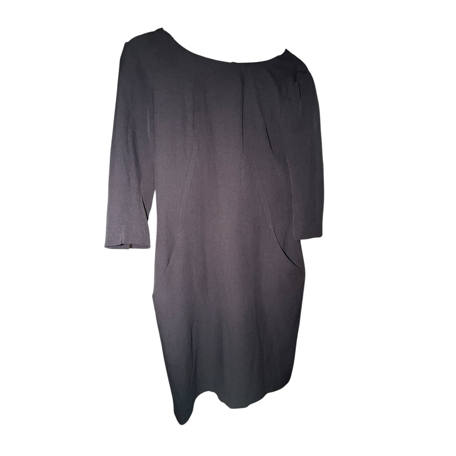 M.M.LaFleur Gray Dress Sz 8 | Crew Neck 3/4 Sleeve Designer Luxury Cellulose - Thumbnail 6