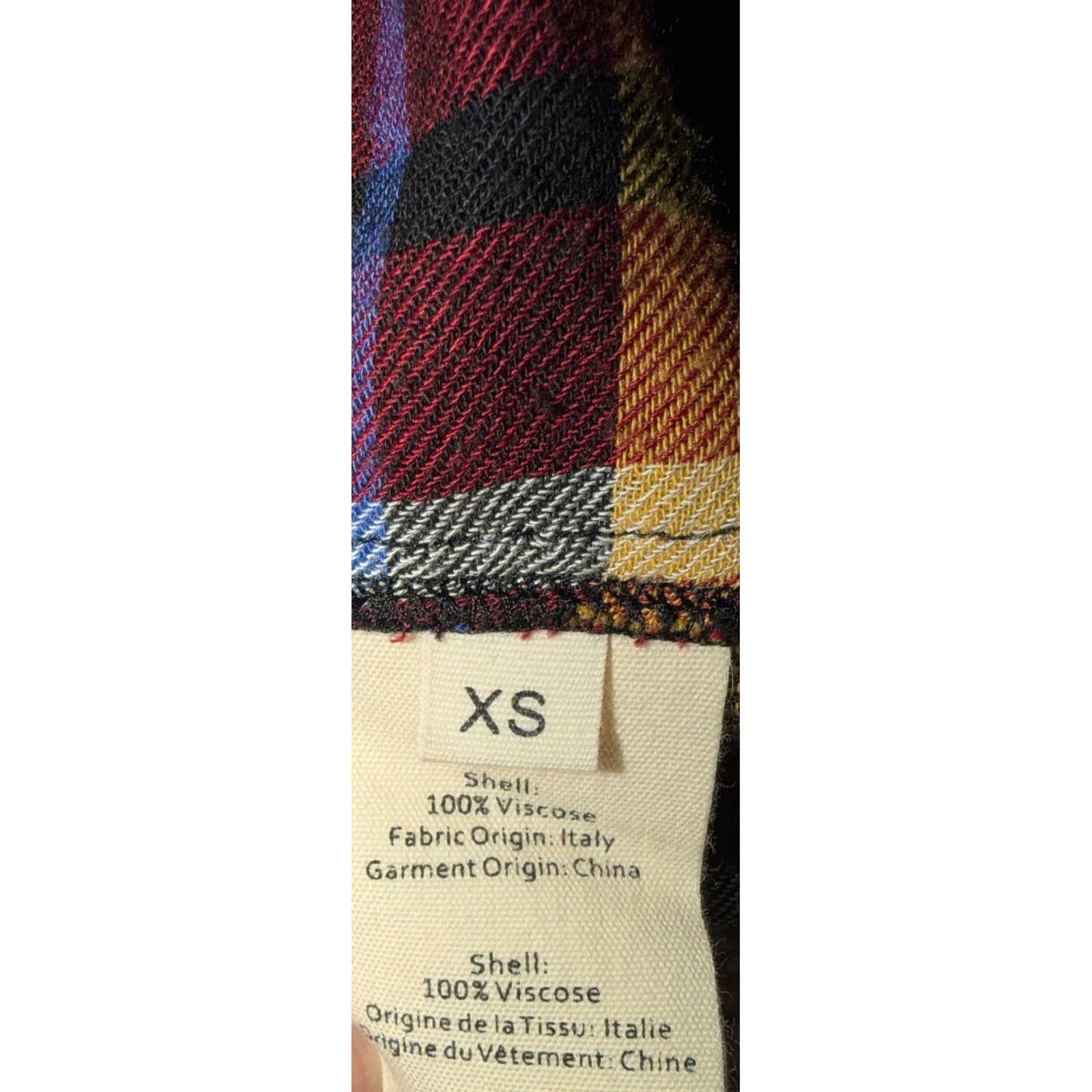 L'AGENCE Flannel Button Down Shirt Sz XS | Preppy Collar Designer Long Sleeve - Thumbnail 7