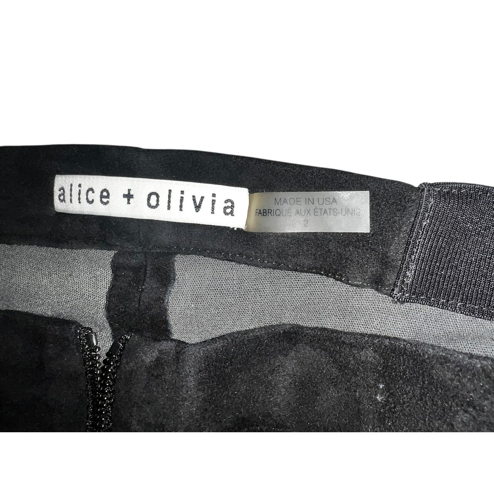 Alice + Olivia Black Suede Leggings | Front Zip Pants Luxe Designer Style Sz 2 - Thumbnail 8
