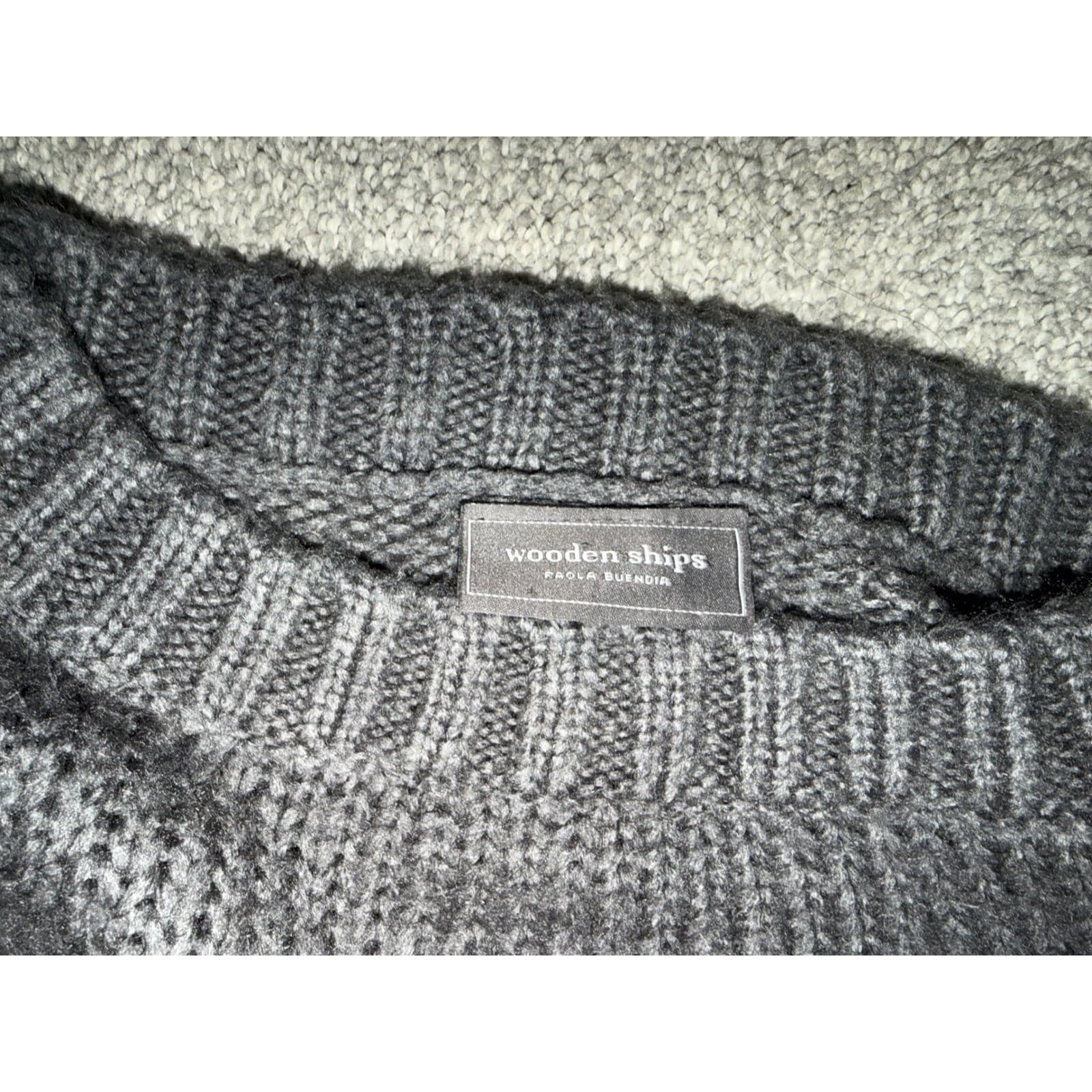 Wooden ships HEART CREW LIGHTWEIGHT Sz s/m gray & black preppy open knot - Thumbnail 4