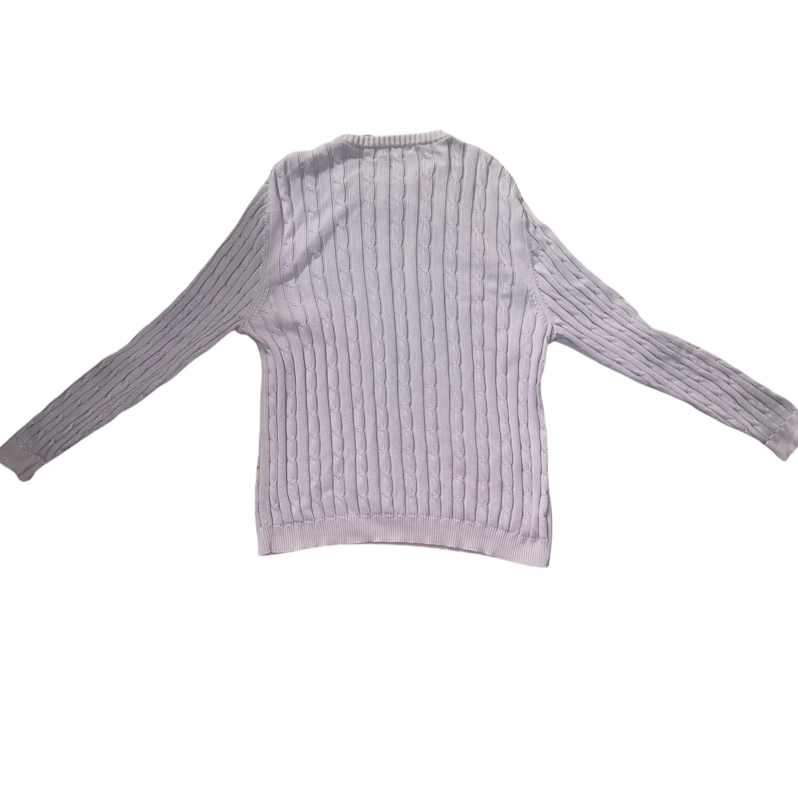 Grant Thomas Purple Cable Knit Sweater Men's XL Preppy Crewneck Classic - Thumbnail 2