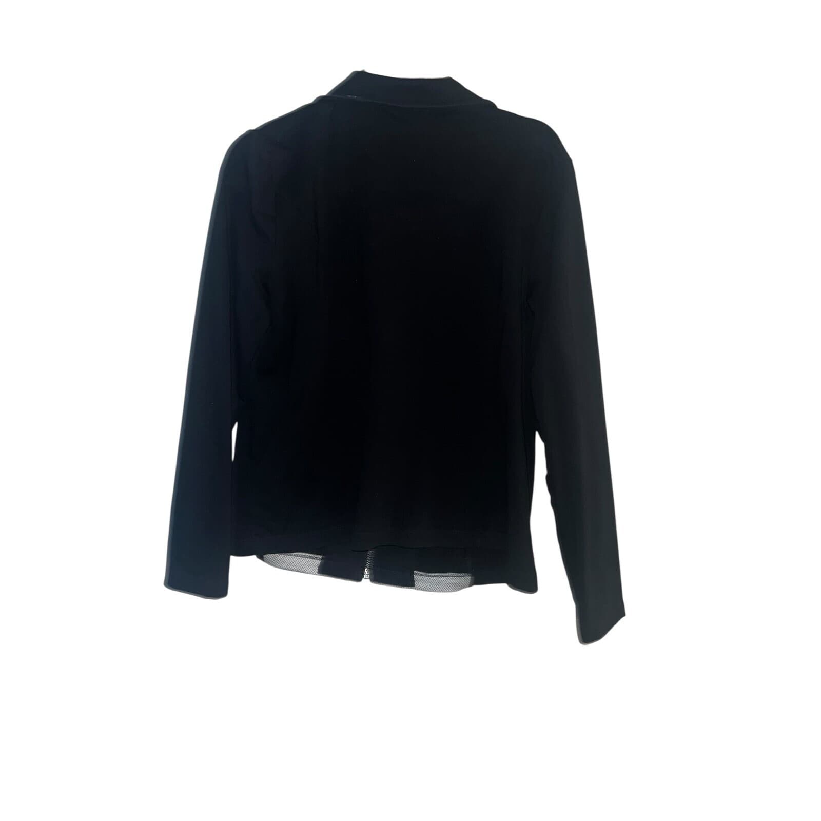 Chicos Sweater Womens 2Black White Floral Zip - Thumbnail 2