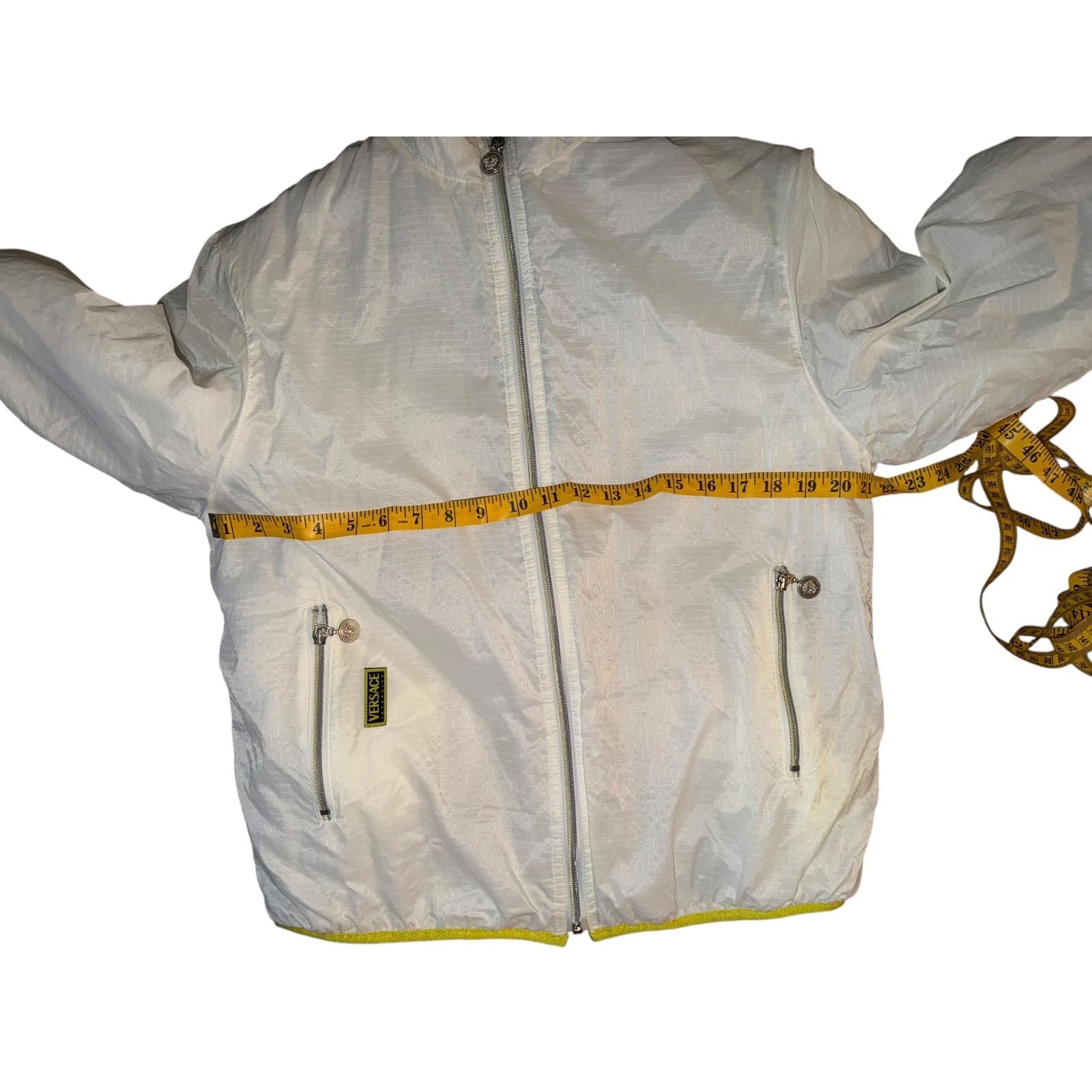 Versace Intensive Vintage Y2K 90s White Winter Coat Sz M/L | Luxury Designer - Thumbnail 3