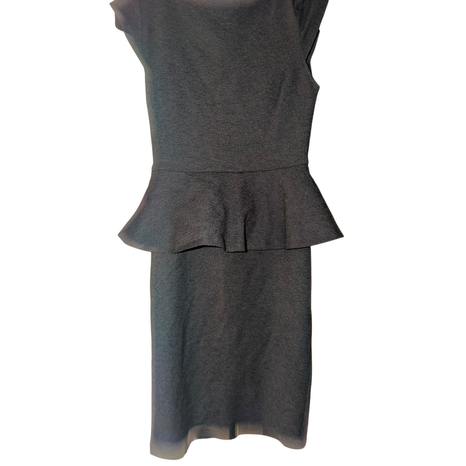 Alice + Olivia Adeline Gray Peplum Dress Sz 0 | Cap Sleeve Office Corpcore Rayon - Thumbnail 4