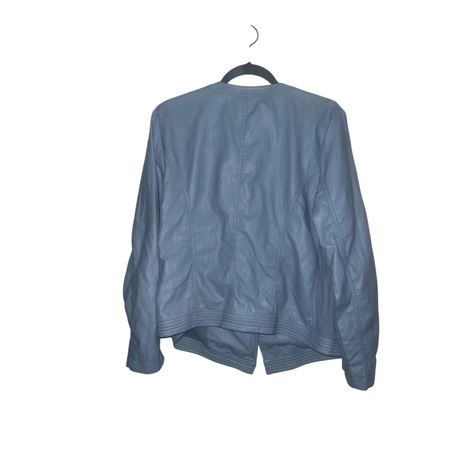 Chico's Moto Jacket Faux Leather Suede Trim blue Size 2 boho - Thumbnail 2
