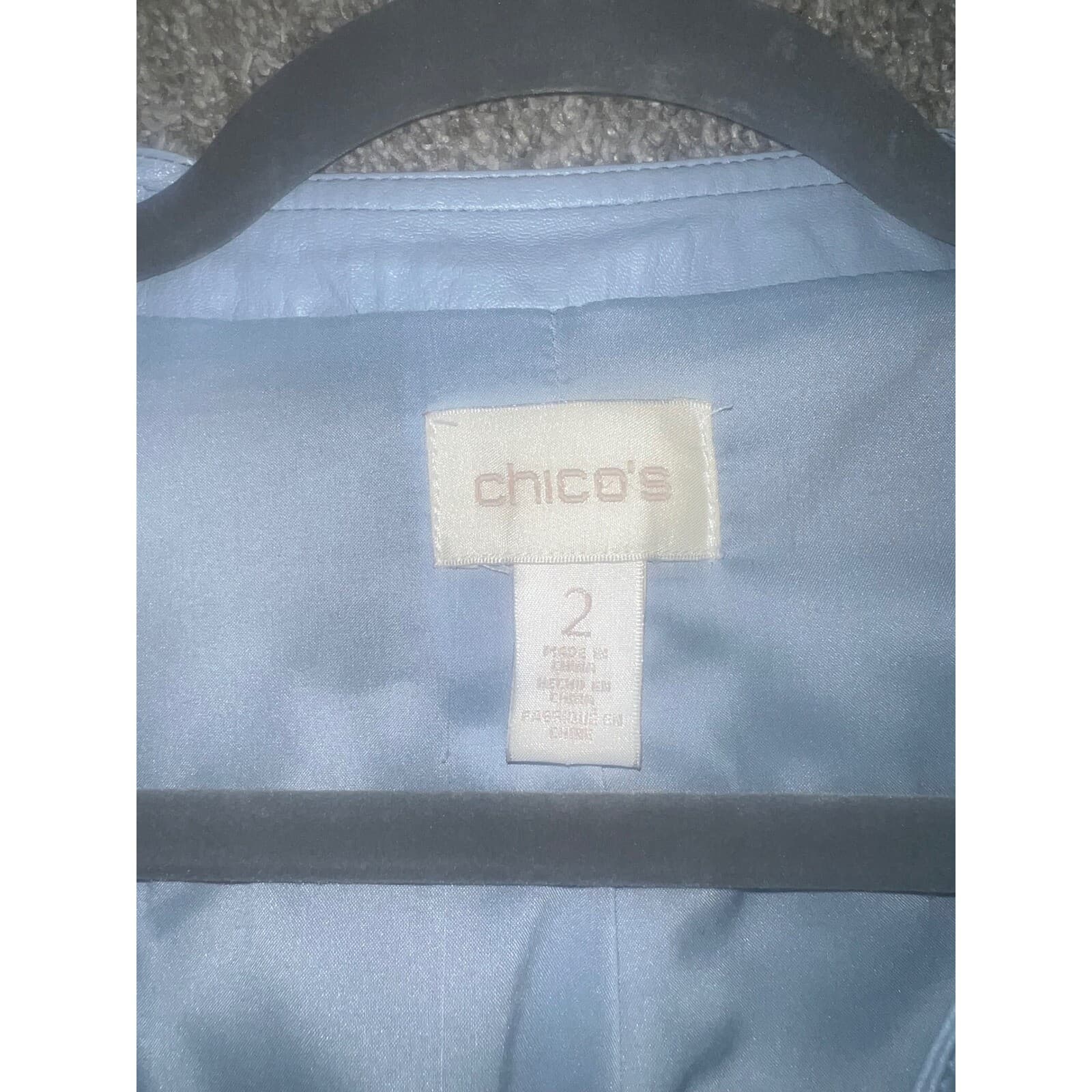 Chico's Moto Jacket Faux Leather Suede Trim blue Size 2 boho - Thumbnail 3