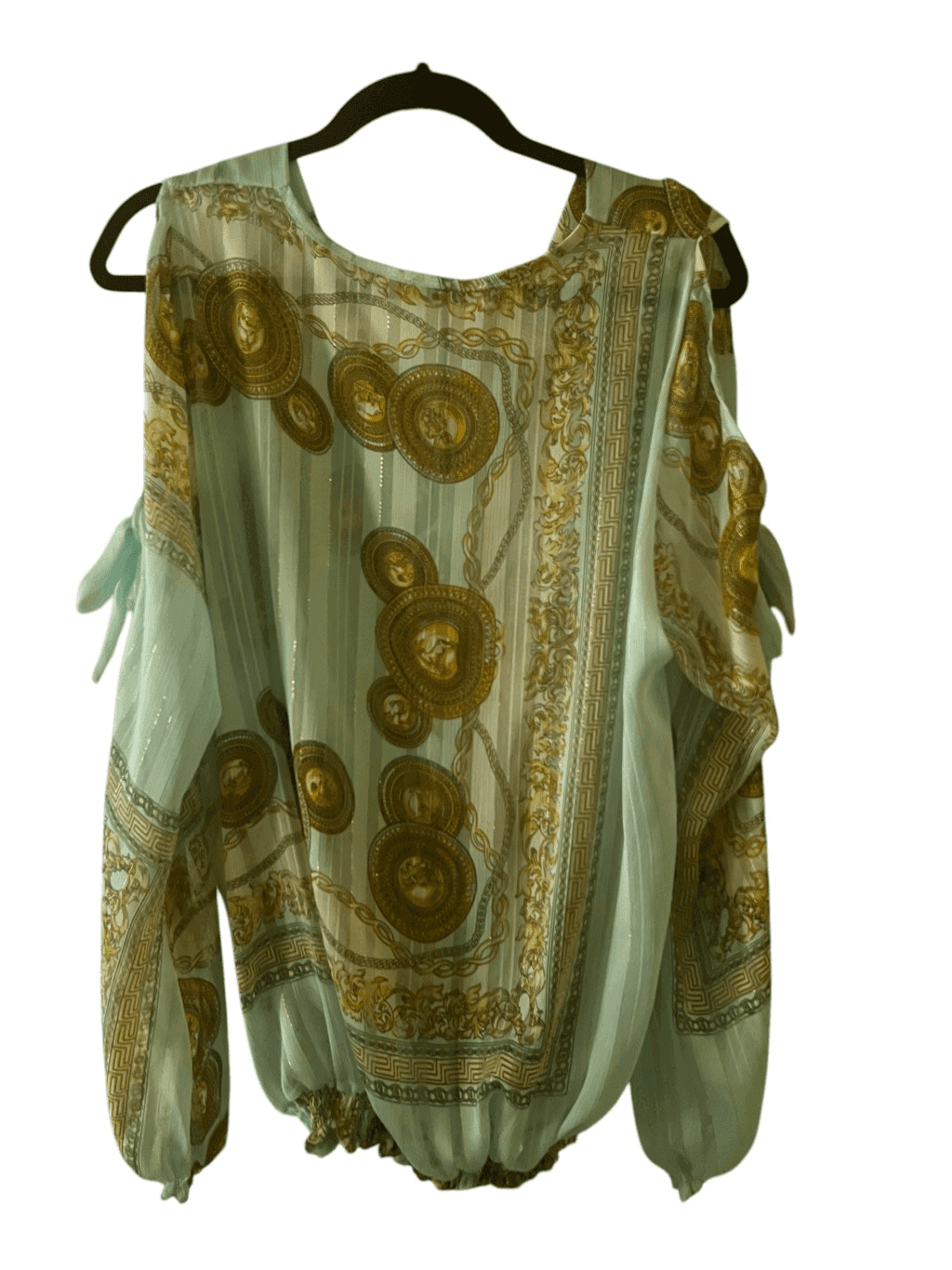 Trois Ka Paris blouse open shoulder V-neck Organza Boho Bohemian Long Sleeve - Thumbnail 2