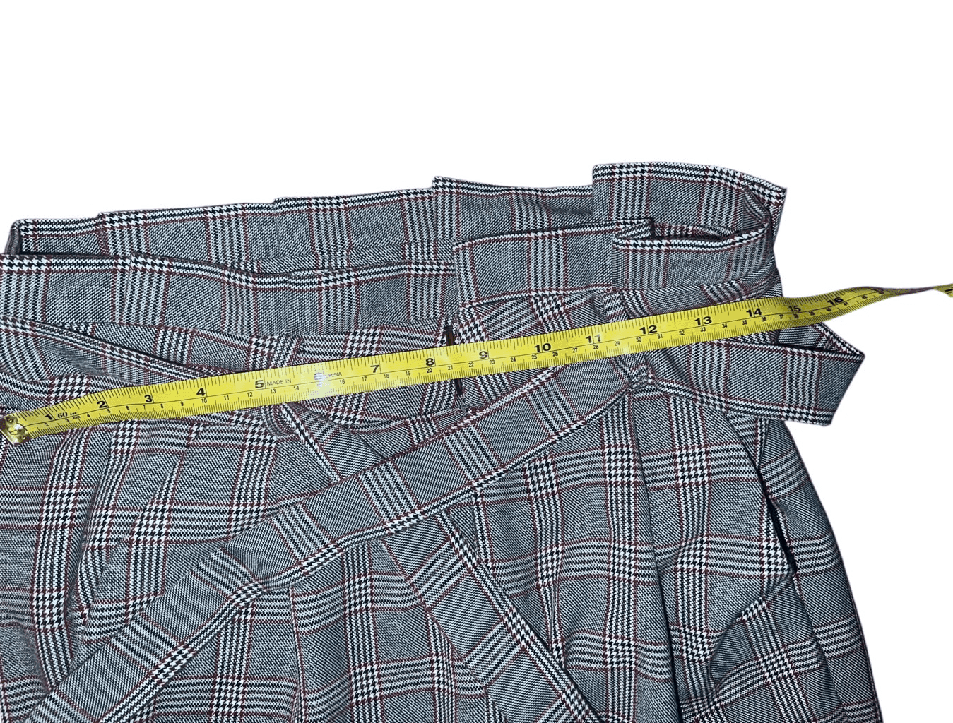 Vero moda plaid pants with belt size s/32 Straight Preppy Light Office Siren - Thumbnail 3