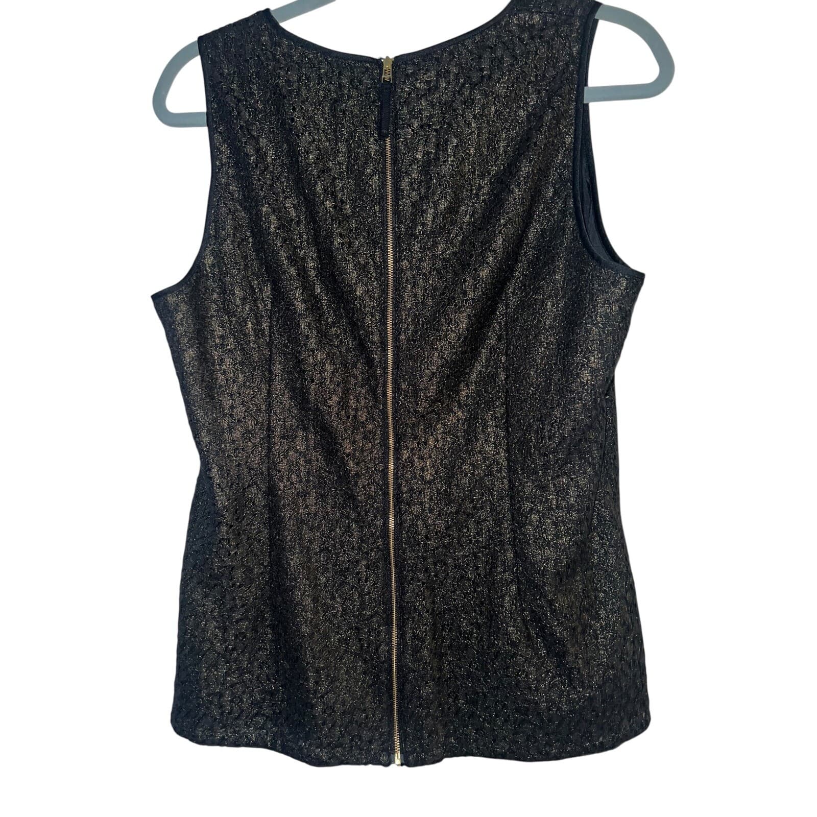 Banana Republic Top Metallic Gold Accent Party Cocktail Tank Blouse Sz 14 - Thumbnail 2