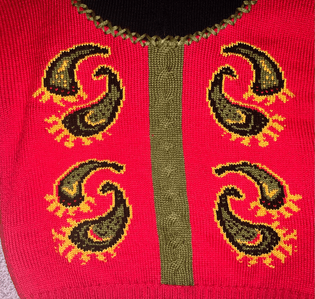 Vgt Rare Bogner Paisley Print Mock Neck Sweater Sz m Comfy Preppy Ski Snowboard - Thumbnail 8