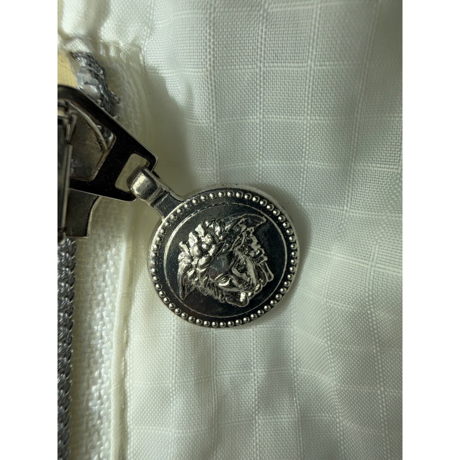Versace Intensive Vintage Y2K 90s White Winter Coat Sz M/L | Luxury Designer - Thumbnail 7