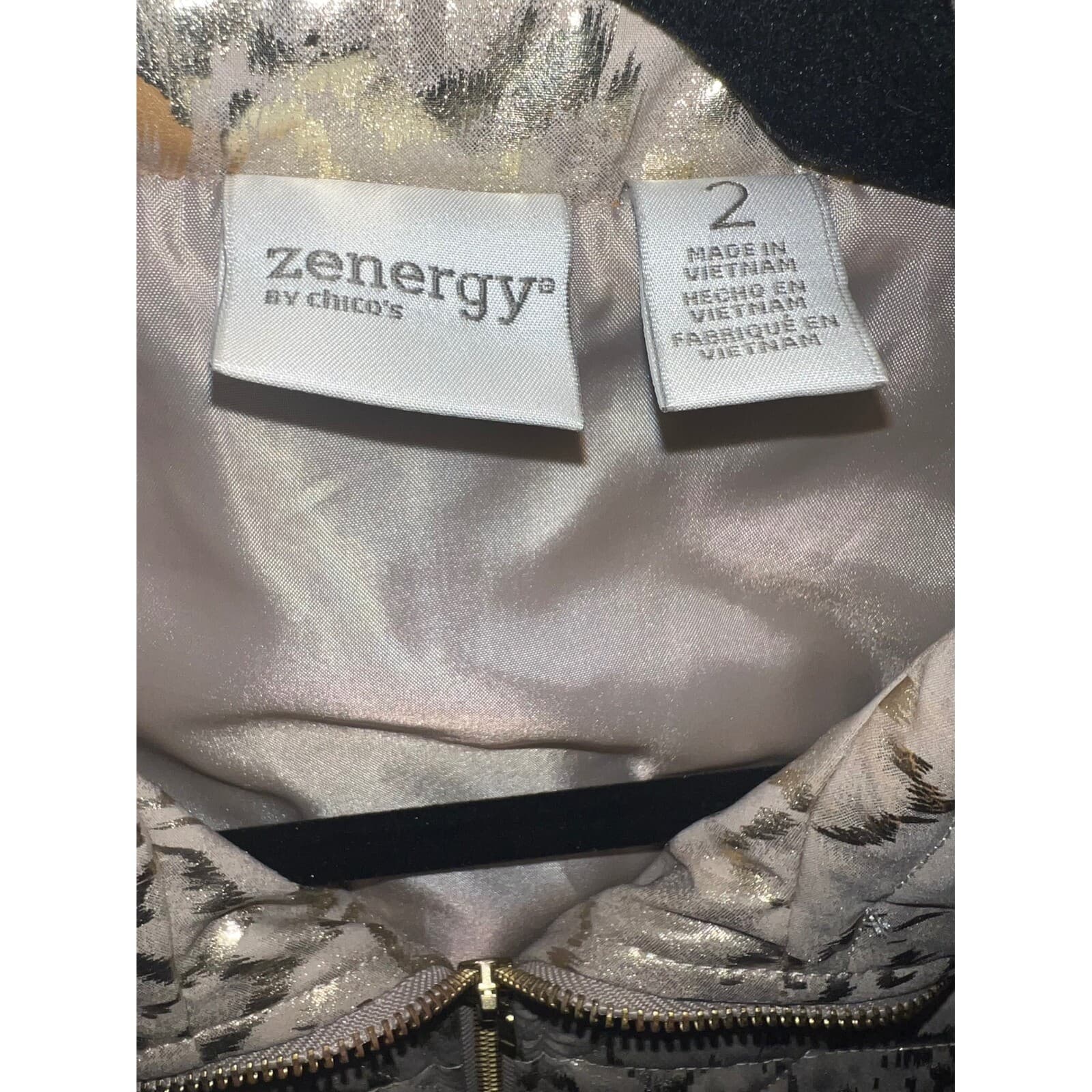 Zenergy by Chico's Gold vest sz 2 Comfy Normcore Preppy Boho - Thumbnail 3