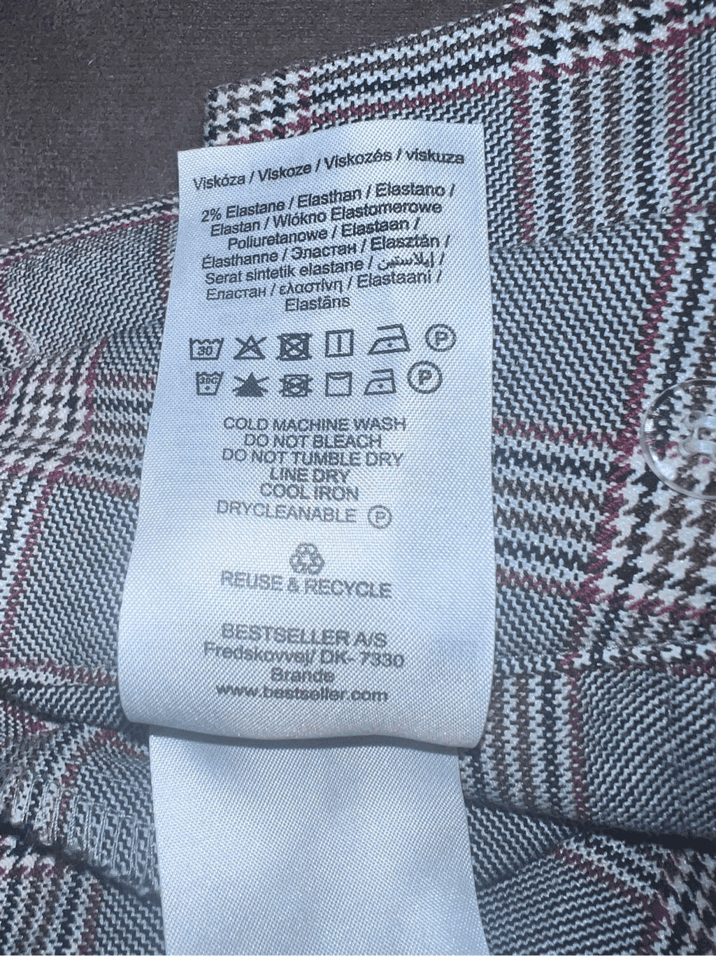 Vero moda plaid pants with belt size s/32 Straight Preppy Light Office Siren - Thumbnail 6