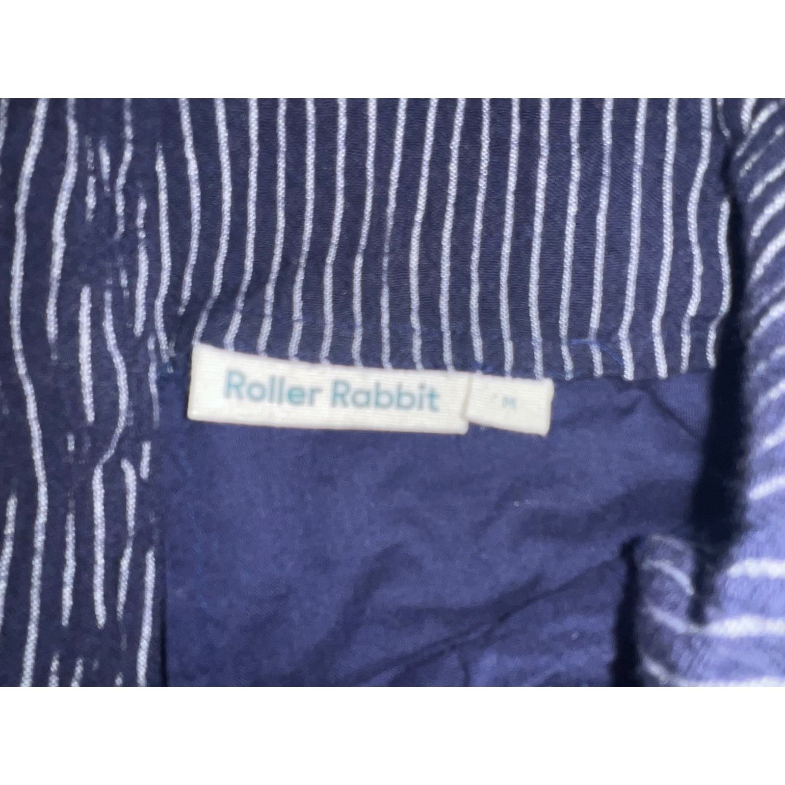 Roller Rabbit Blue & White Striped Cotton Pants sz M | Bohemian Wide-Leg Style - Thumbnail 3