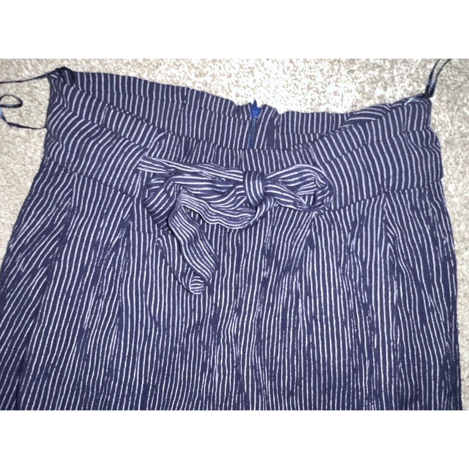 Roller Rabbit Blue & White Striped Cotton Pants sz M | Bohemian Wide-Leg Style - Thumbnail 6