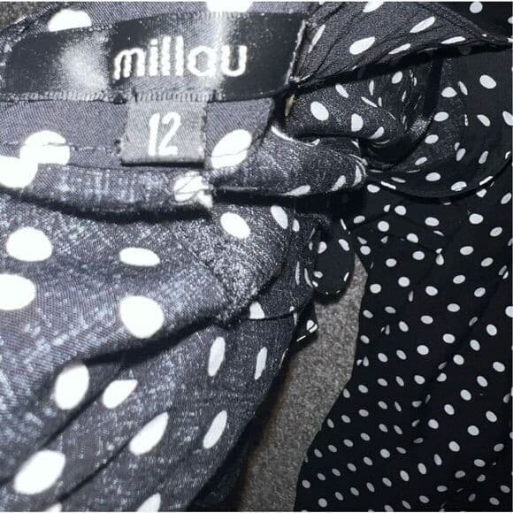 millau polka dots black white pants sz 12 Minimalist wide leg rayon - Thumbnail 3
