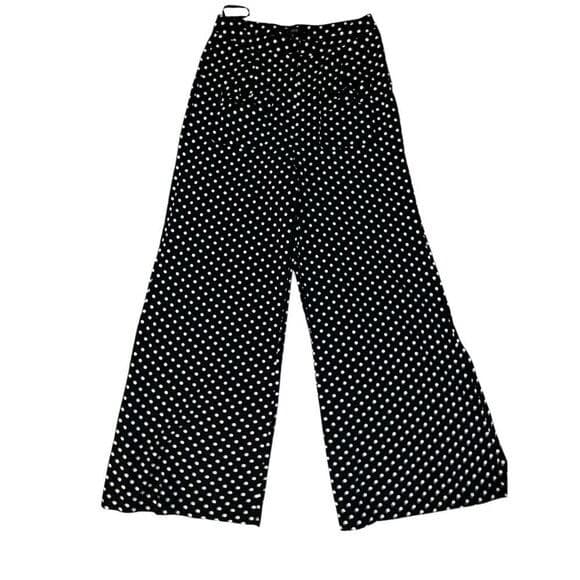 millau polka dots black white pants sz 12 Minimalist wide leg rayon - Thumbnail 2