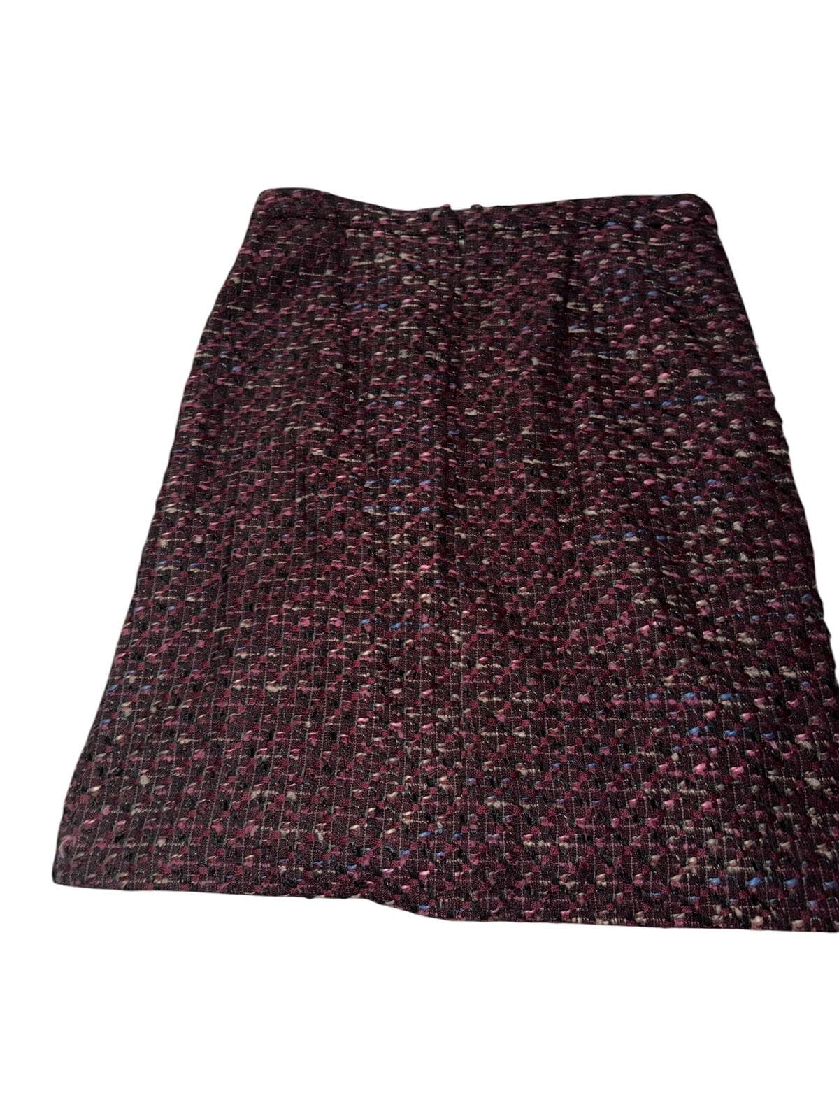 Oscar De La Renta Wool Blend Knit Pencil Skirt Sz 12 Multicolor Tweed Luxury - Thumbnail 3