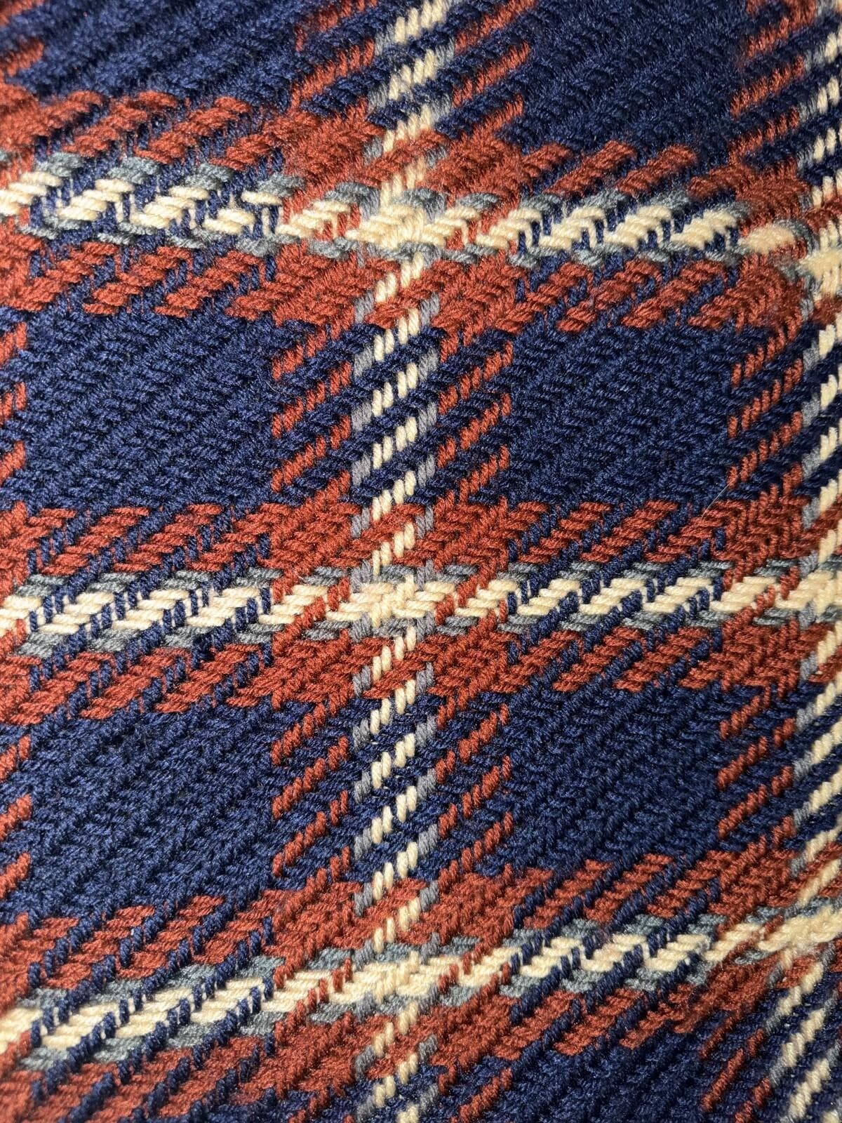 English Factory Plaid Tweed Mini Skirt Sz M Navy Burgundy Brown Preppy Boho - Thumbnail 5
