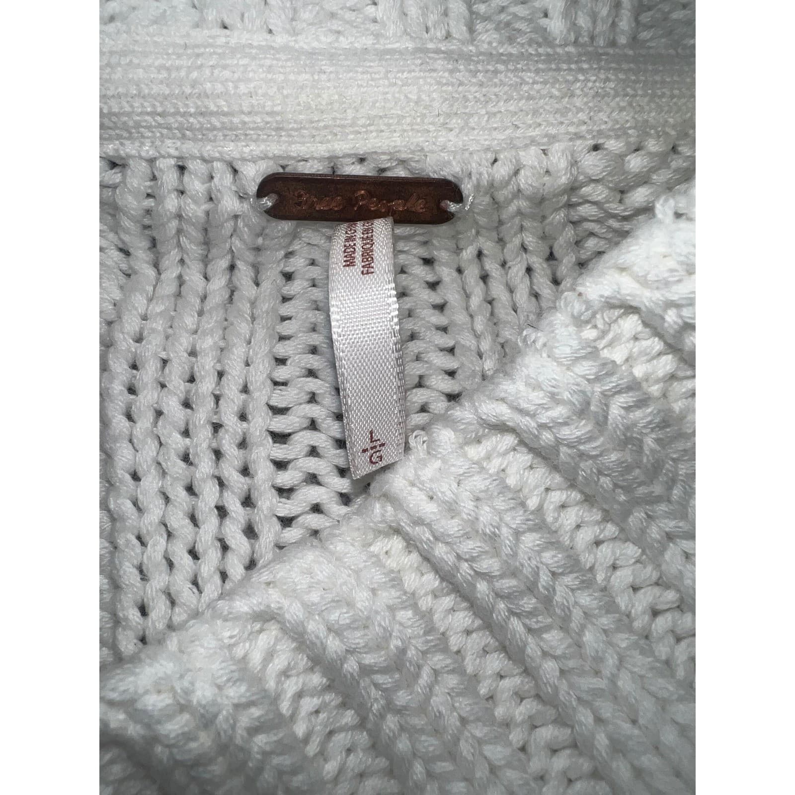 Free People Mock Neck Knit Crop eggshell Sz L | Boho Oversized Balloon Sleeve - Thumbnail 4