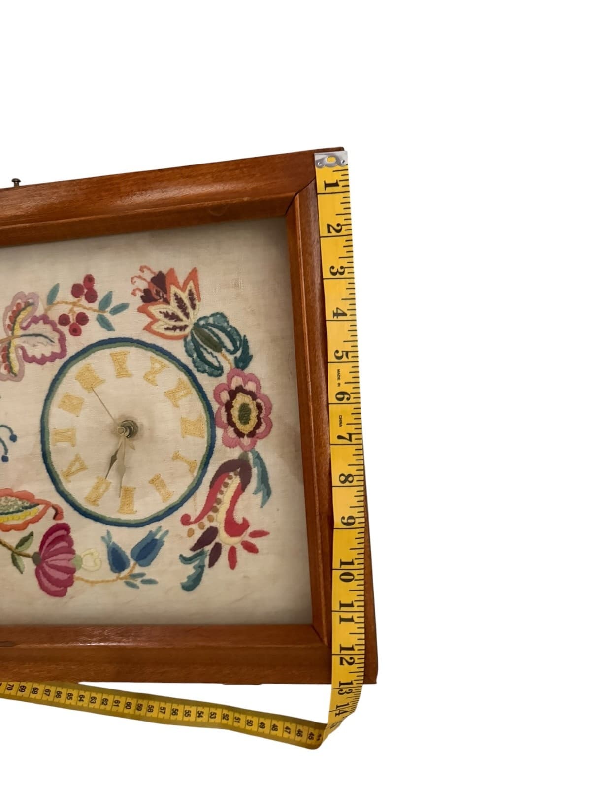 Vintage Folk Art Embroidered Wall Clock - Thumbnail 5