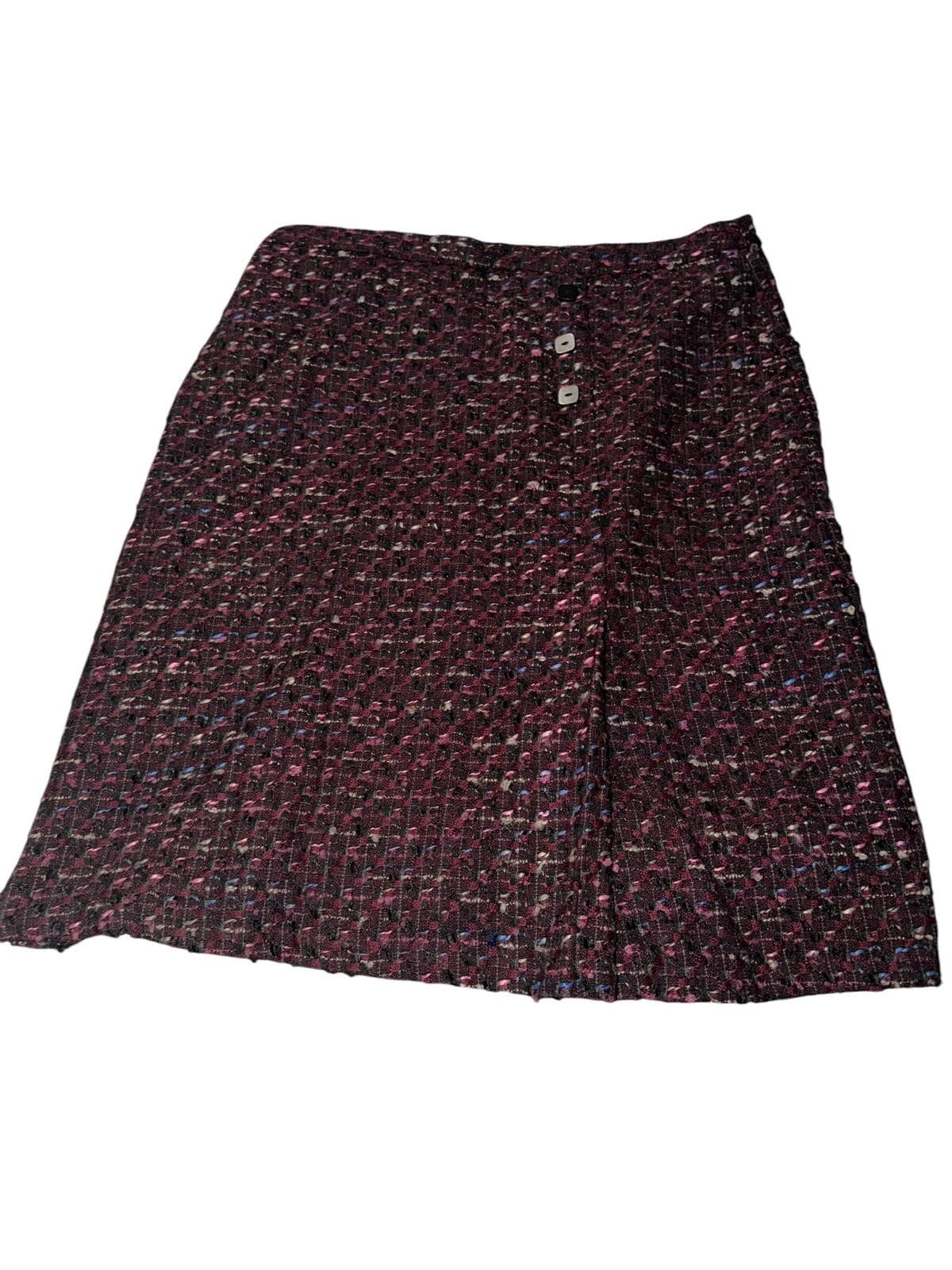 Oscar De La Renta Wool Blend Knit Pencil Skirt Sz 12 Multicolor Tweed Luxury - Thumbnail 2