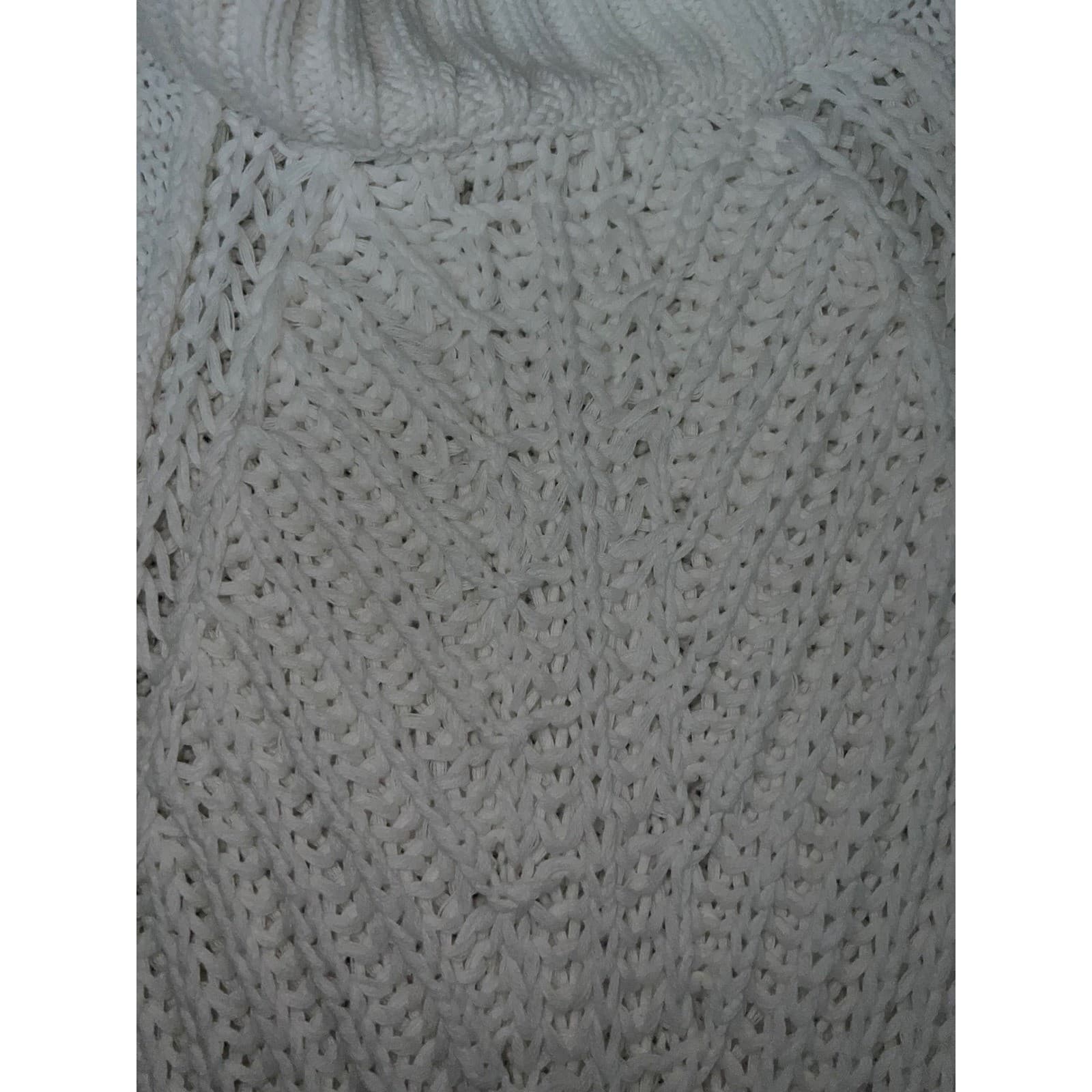 Free People Mock Neck Knit Crop eggshell Sz L | Boho Oversized Balloon Sleeve - Thumbnail 8
