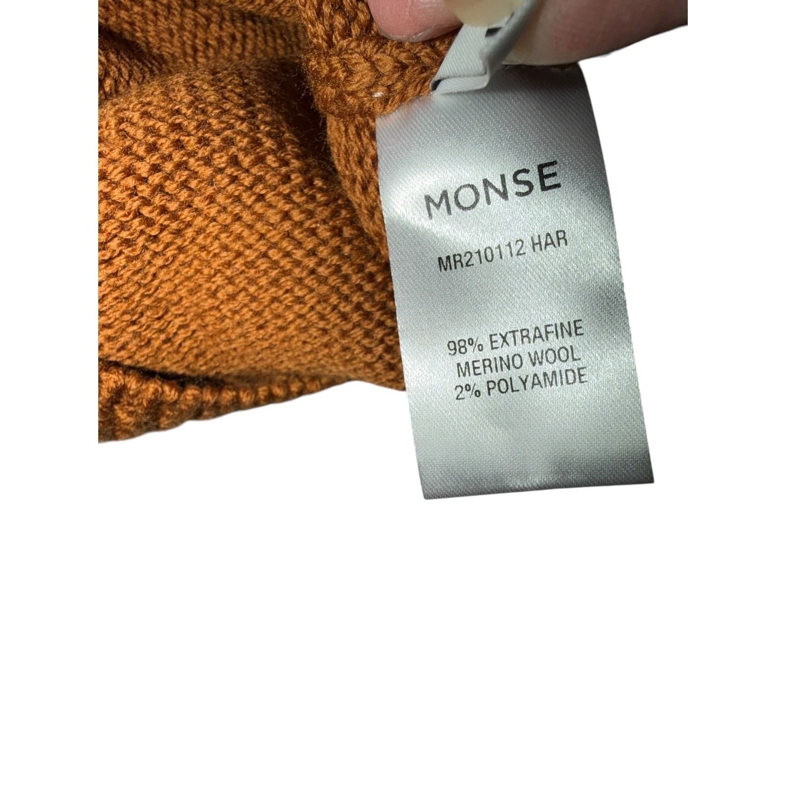 MONSE Merino Wool Turtleneck Sz L Brown Off White Attached Layer Preppy Luxury - Thumbnail 5