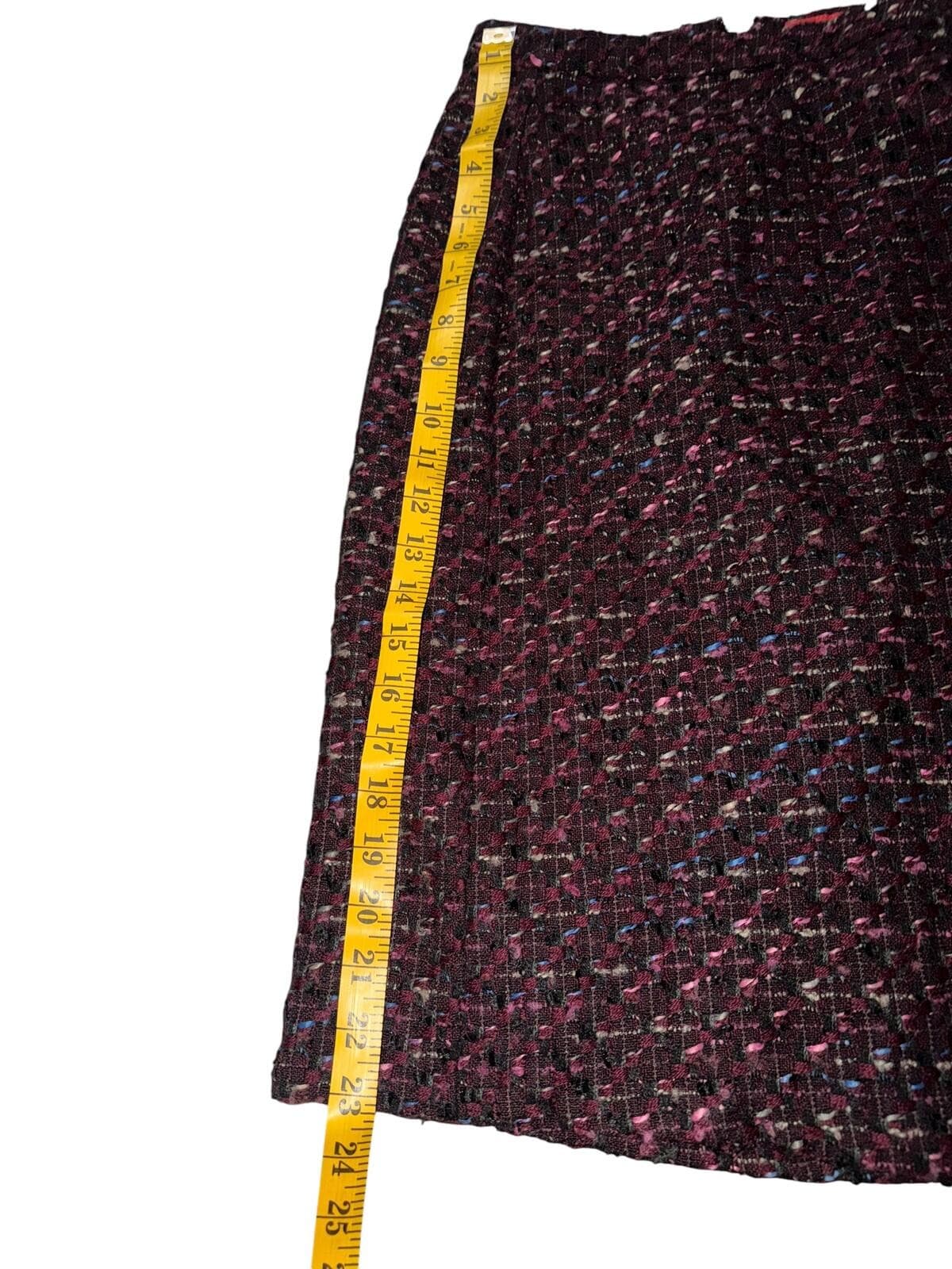 Oscar De La Renta Wool Blend Knit Pencil Skirt Sz 12 Multicolor Tweed Luxury - Thumbnail 4