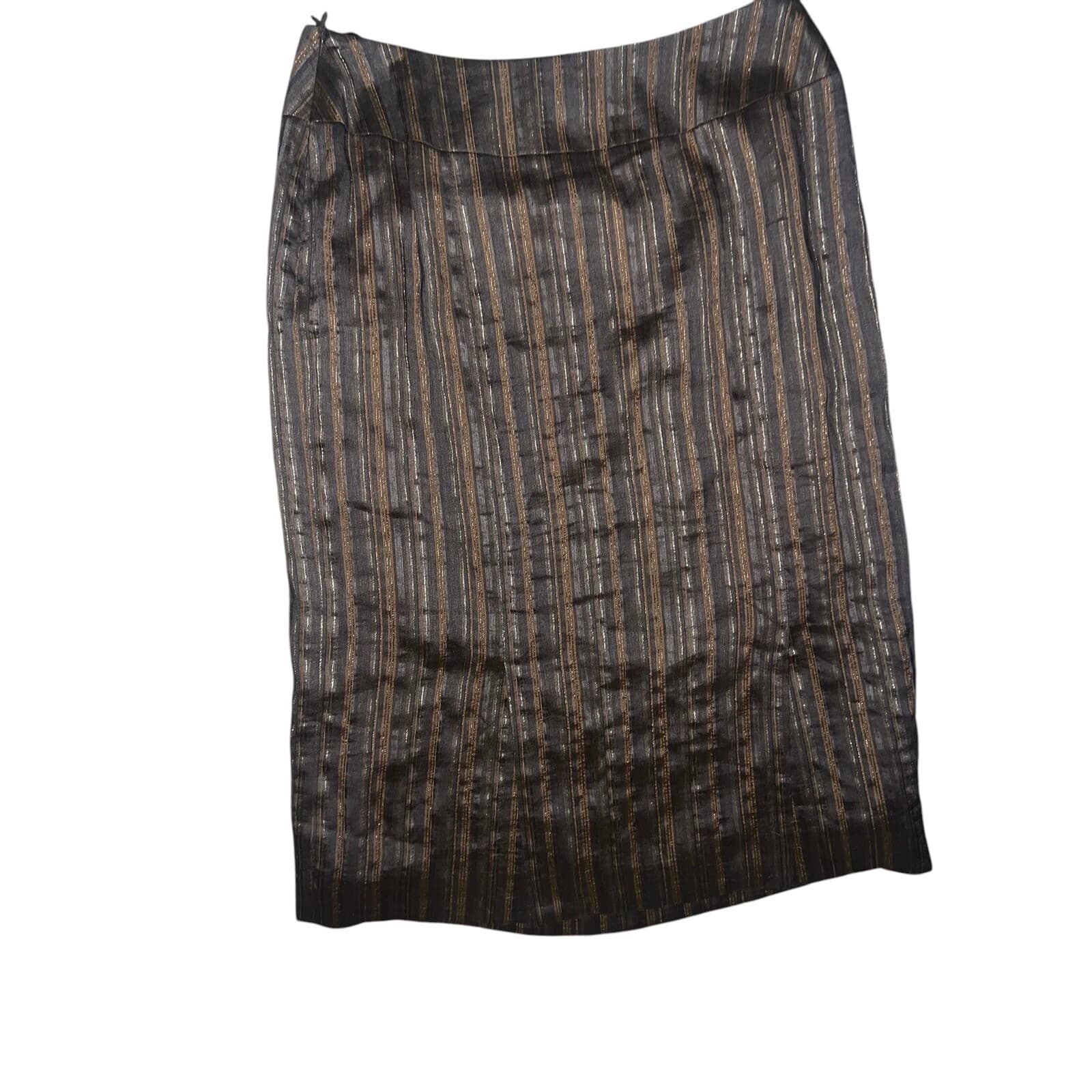 Lafayette 148 NY s4 Brown stripes pencil skirt office siren secretary - Thumbnail 2