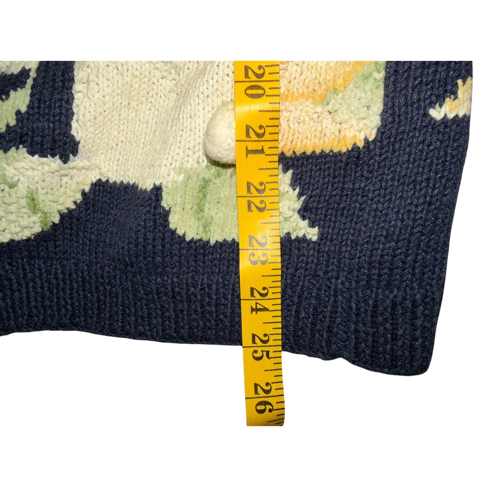 Rare Vintage 80s 90s Knit Cardigan Floral Embroidery Rabbit Design Cottagecore - Thumbnail 11