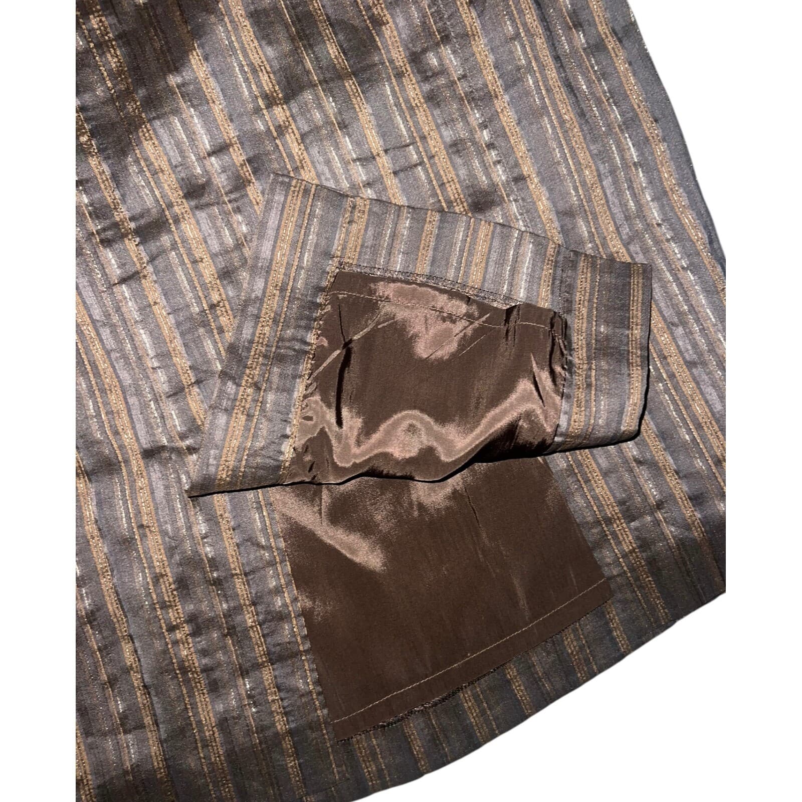 Lafayette 148 NY s4 Brown stripes pencil skirt office siren secretary - Thumbnail 3