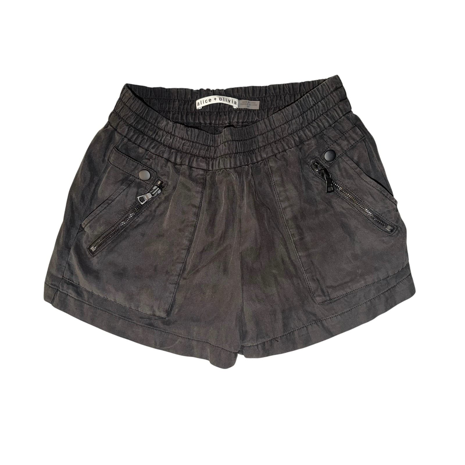 ALICE + OLIVIA High Waist Black Shorts sz s minimalist designer - Thumbnail 5