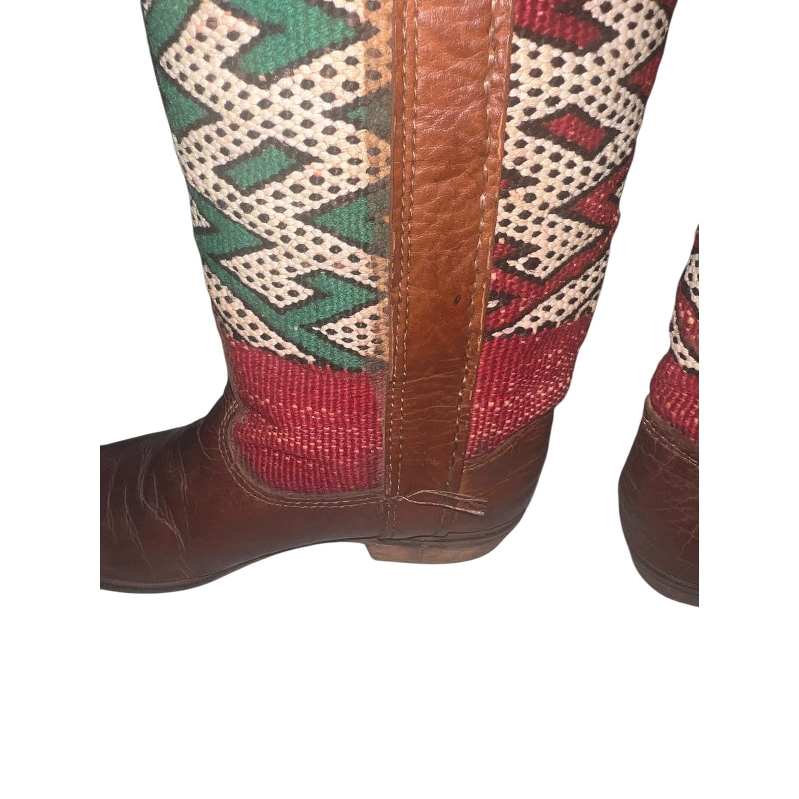 Handmade Moroccan Leather Boots Sz 8 Boho Hippie Artisan Durable - Thumbnail 4