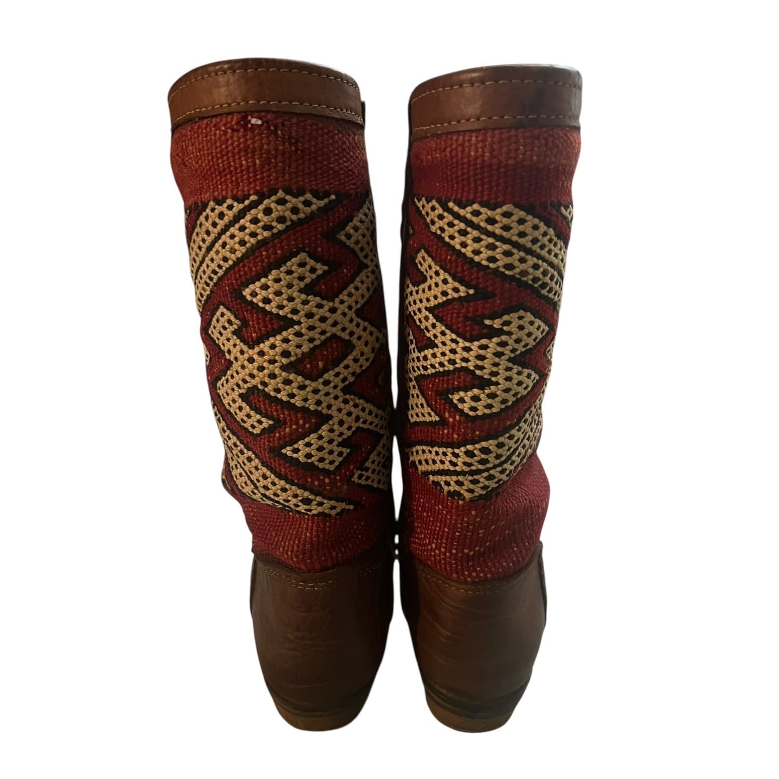 Handmade Moroccan Leather Boots Sz 8 Boho Hippie Artisan Durable - Thumbnail 2