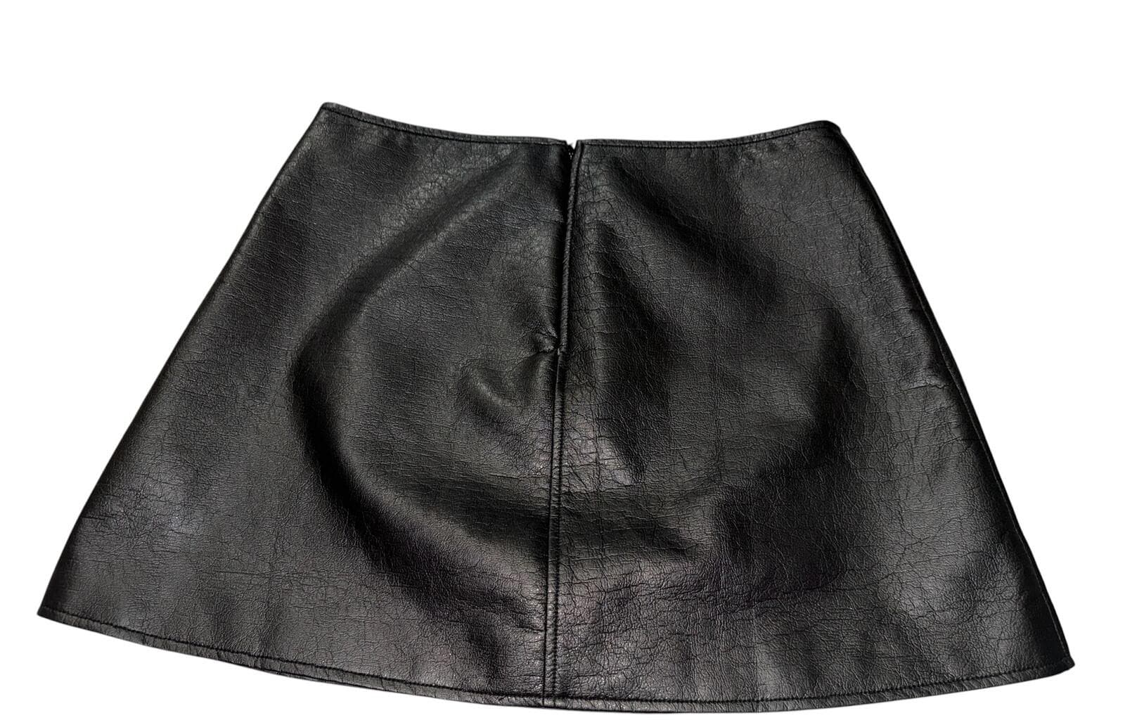 TUCKERNUCK Black Leather Meg A-Line Mini Skirt sz m luxury designer - Thumbnail 8