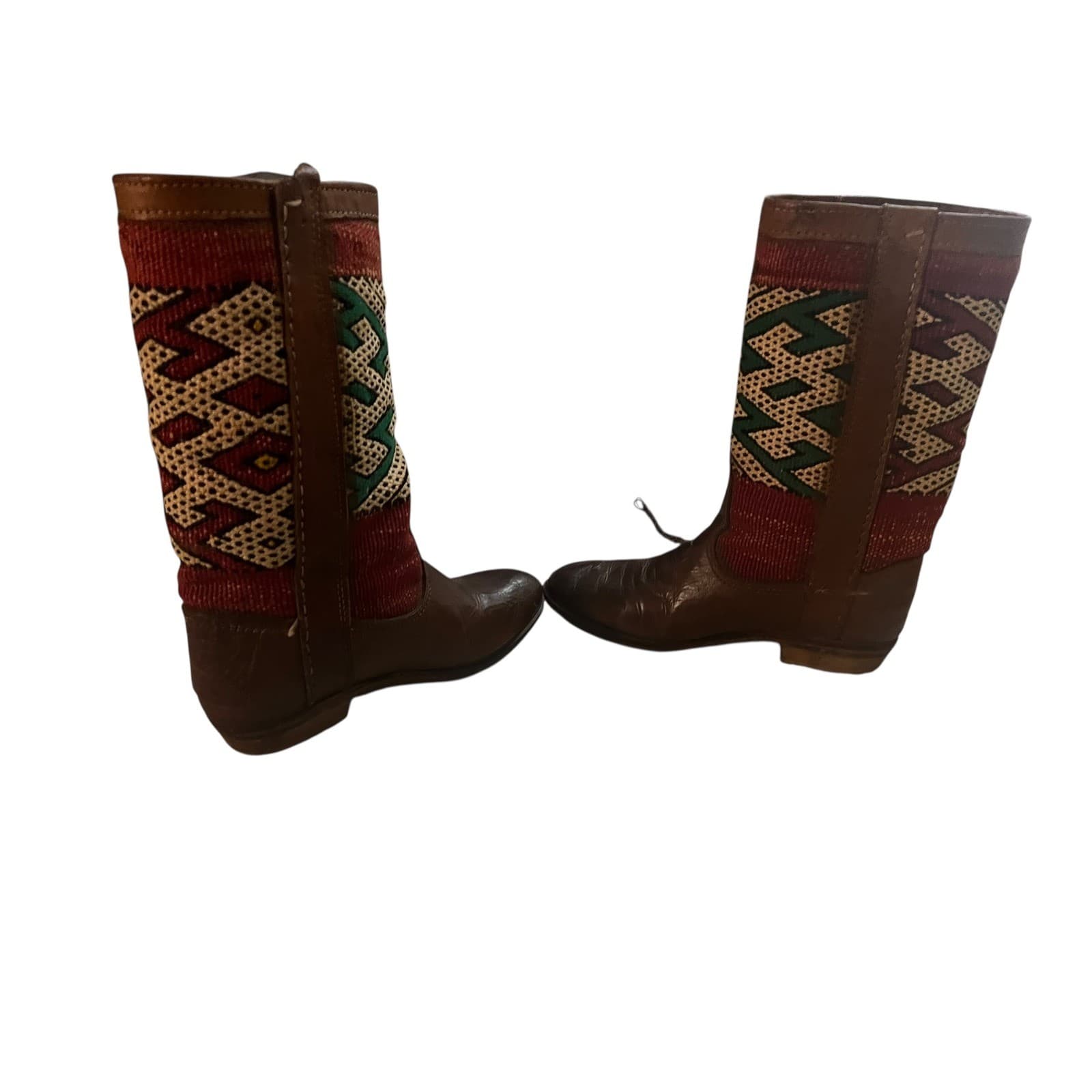 Handmade Moroccan Leather Boots Sz 8 Boho Hippie Artisan Durable - Thumbnail 3
