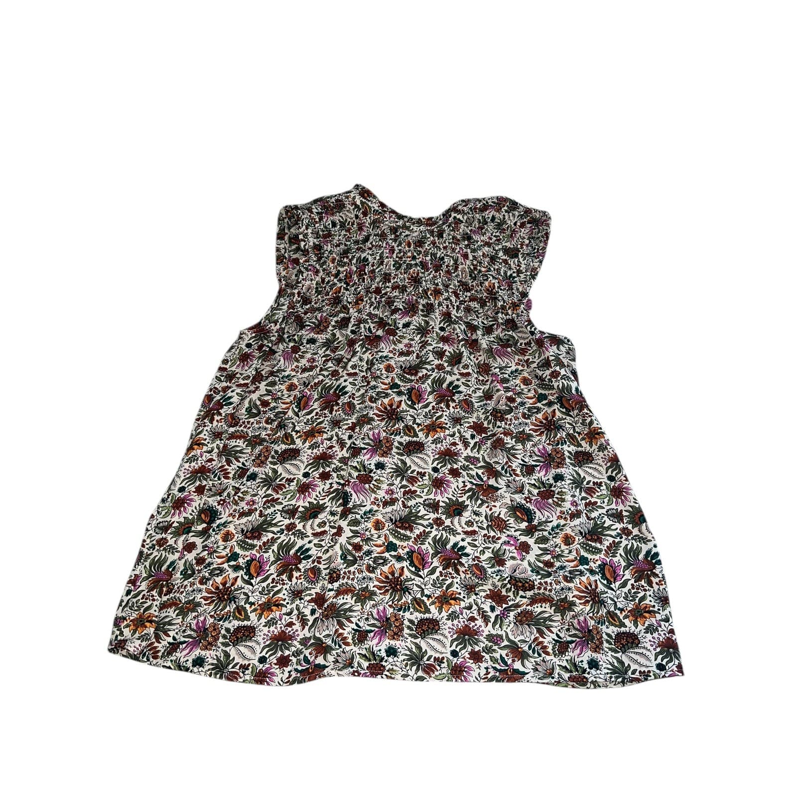 Maeve Darby Smocked JacobeanFloral Top sz 10 Neutral cottagecore boho - Thumbnail 5