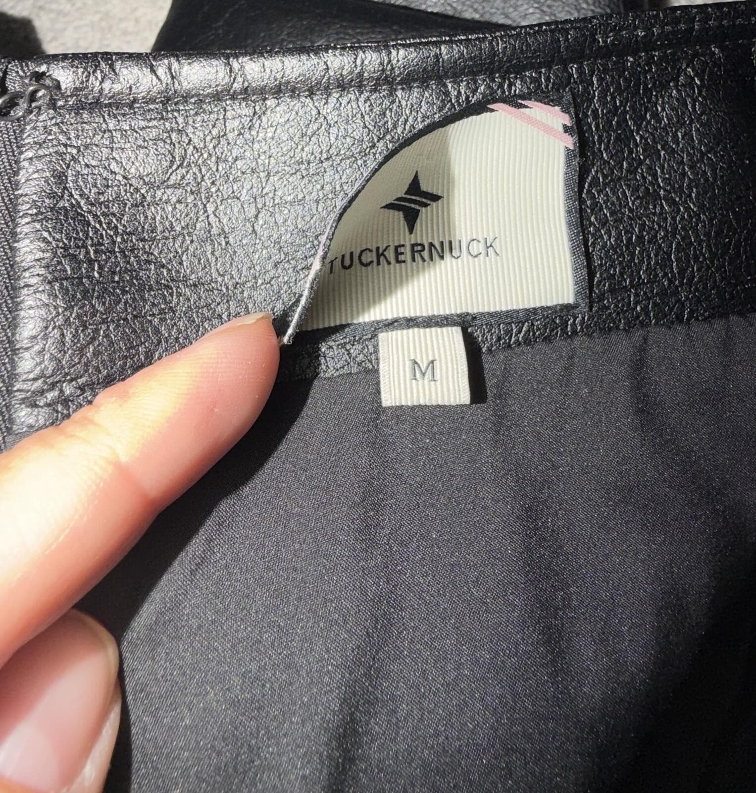 TUCKERNUCK Black Leather Meg A-Line Mini Skirt sz m luxury designer - Thumbnail 9