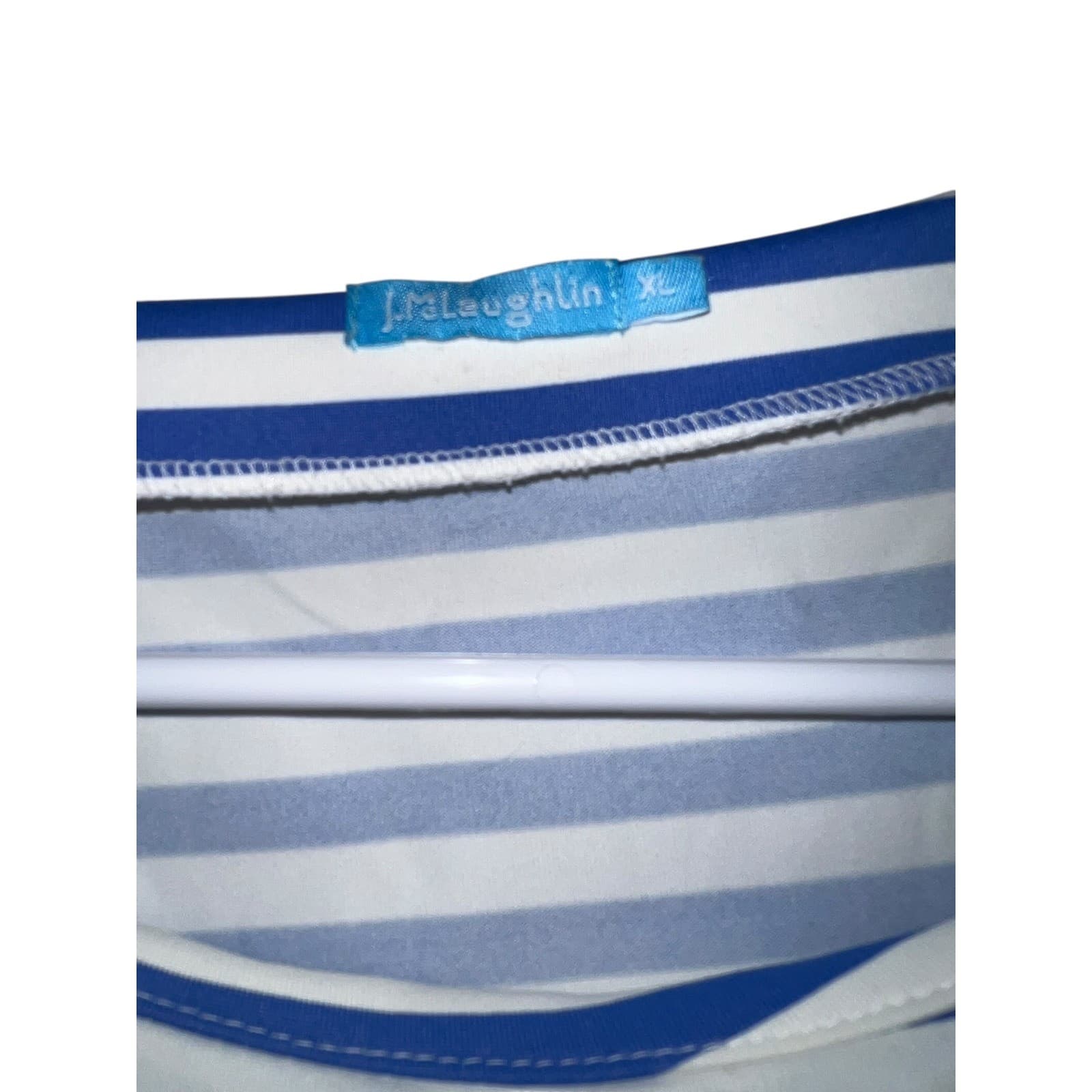 J McLaughlin Striped Button Shoulder Tee Sz XL | Preppy 3/4 Sleeve Nautical Top - Thumbnail 7
