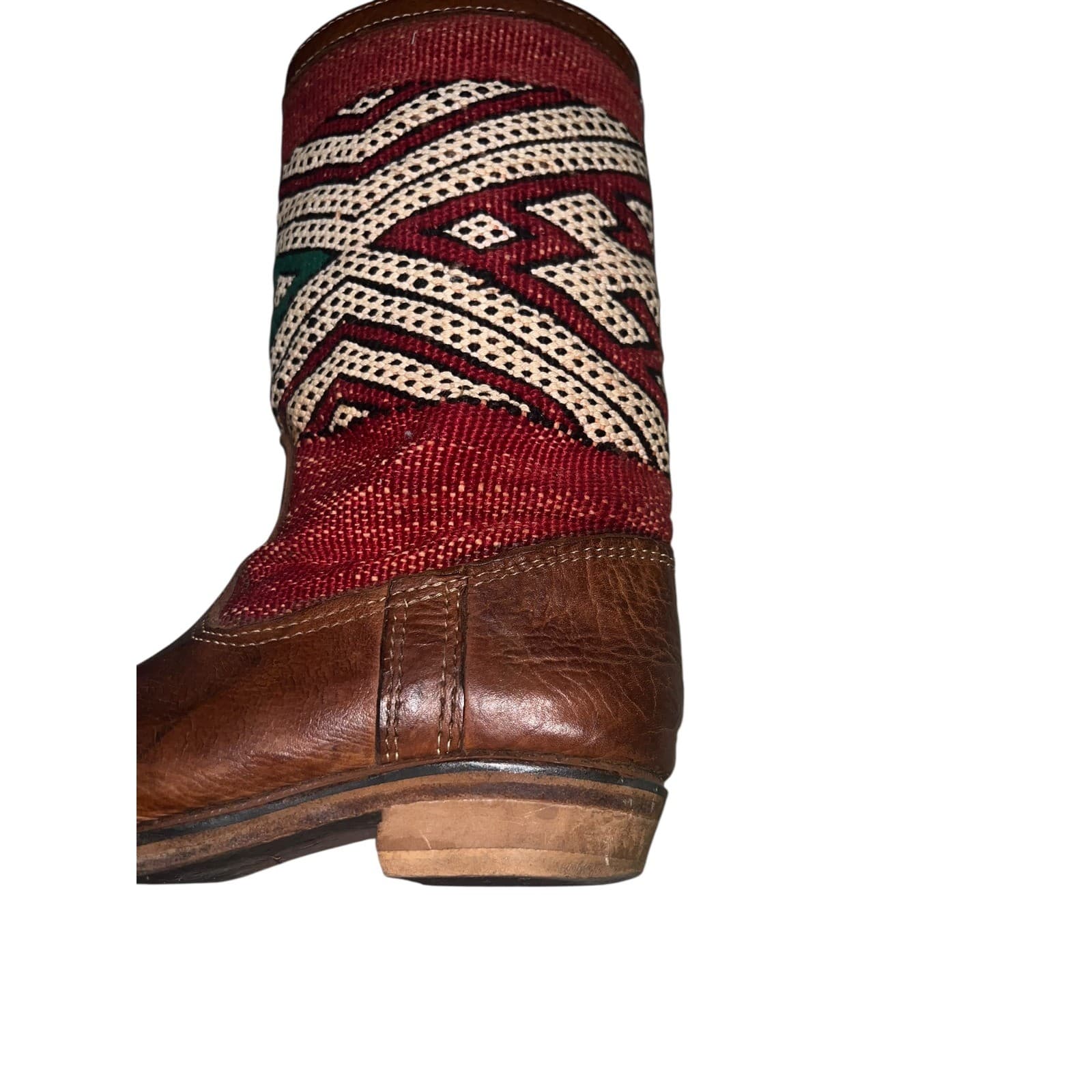 Handmade Moroccan Leather Boots Sz 8 Boho Hippie Artisan Durable - Thumbnail 6
