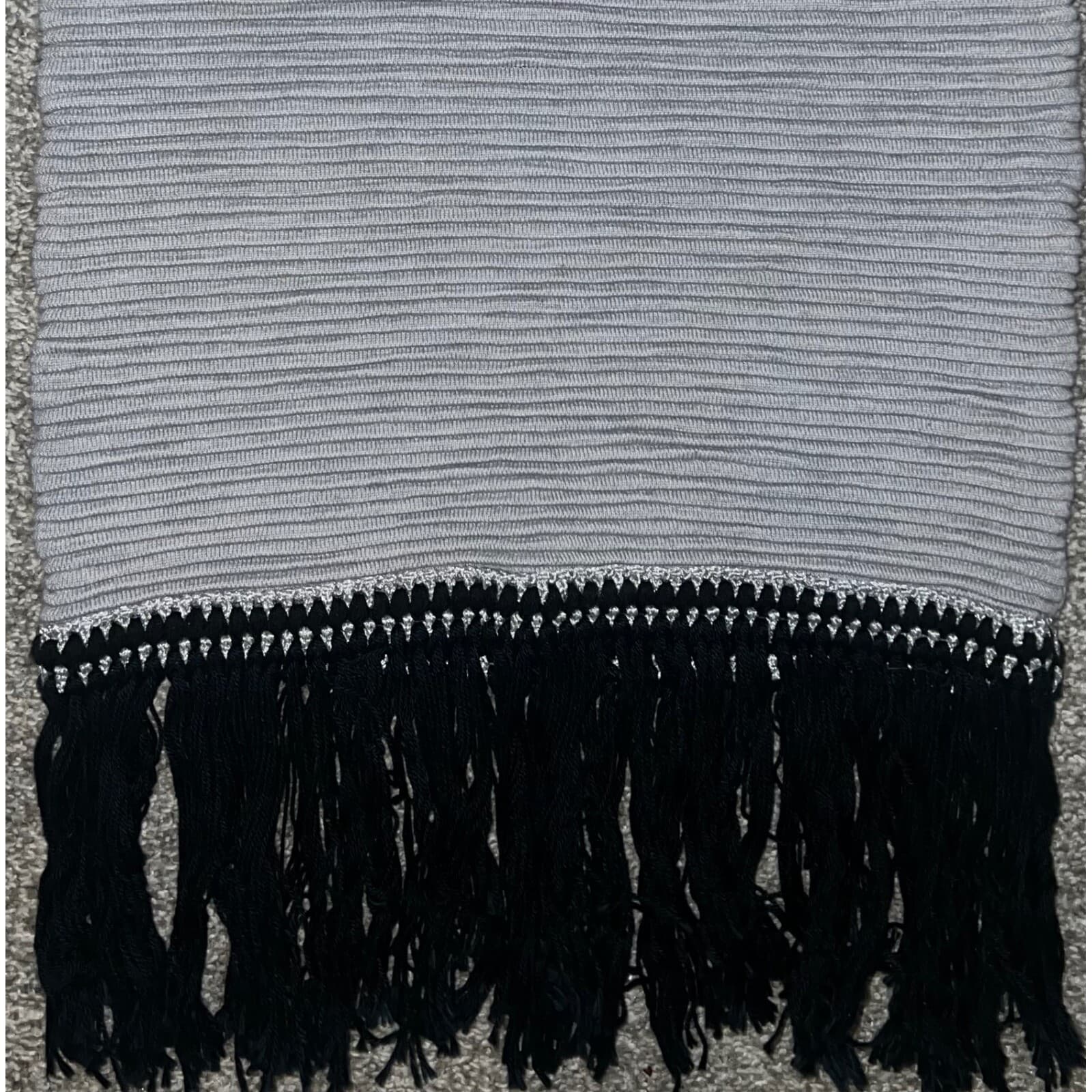 valentina shah pencil skirt wool avant garde office siren fringe black/gray m/l - Thumbnail 5