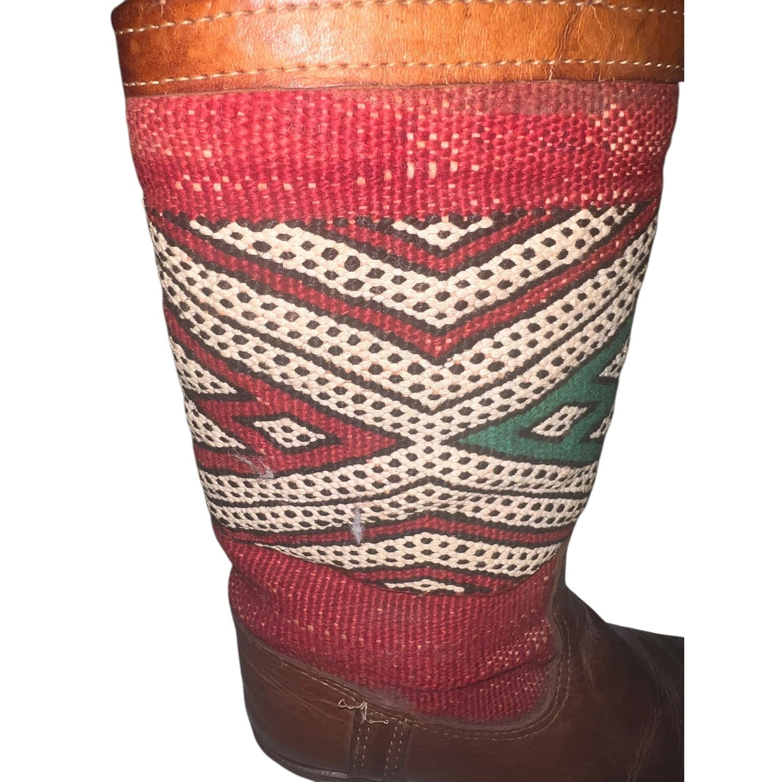 Handmade Moroccan Leather Boots Sz 8 Boho Hippie Artisan Durable - Thumbnail 5