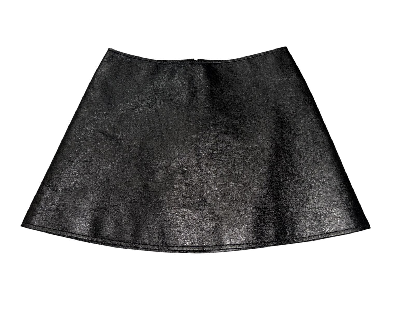 TUCKERNUCK Black Leather Meg A-Line Mini Skirt sz m luxury designer - Thumbnail 7