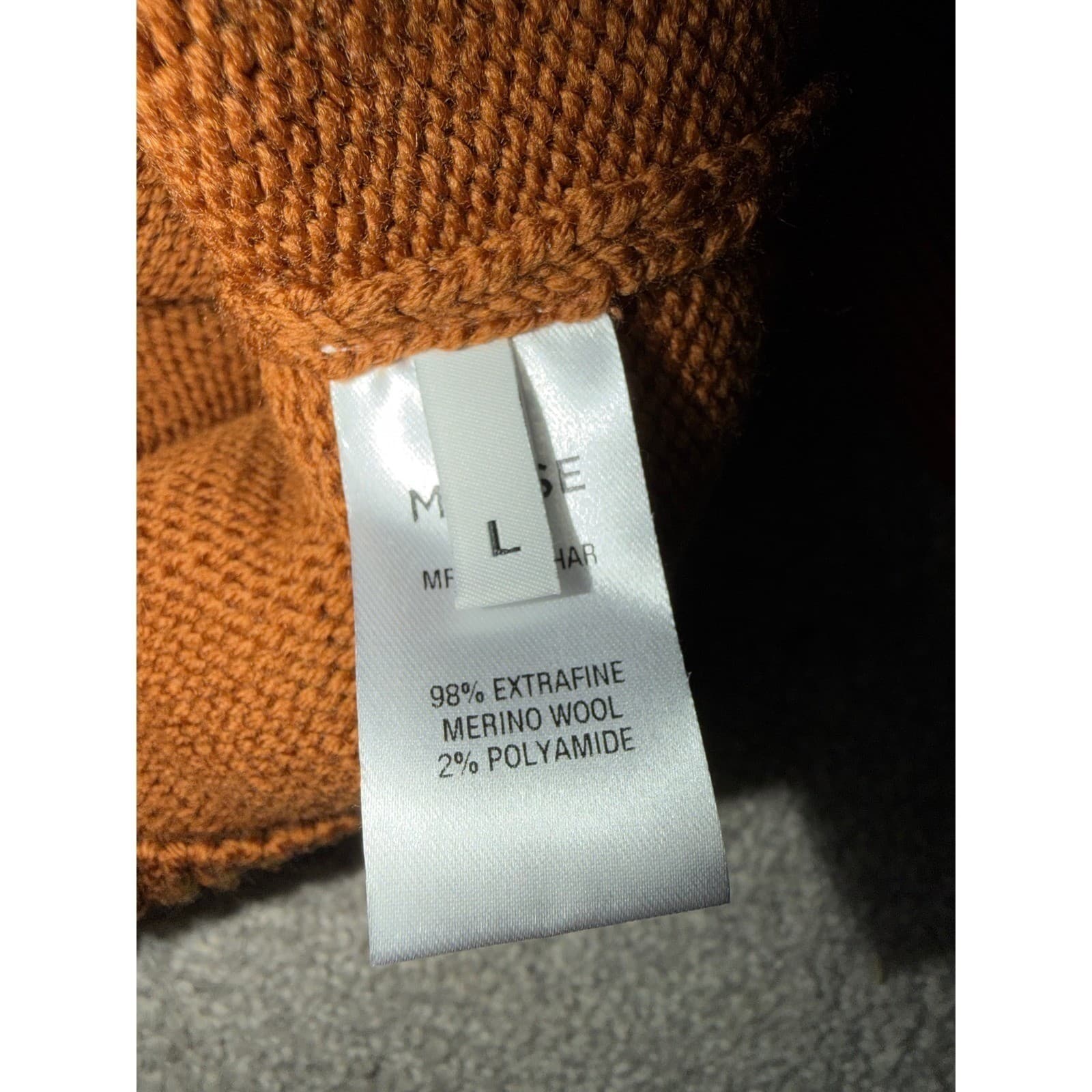 MONSE Merino Wool Turtleneck Sz L Brown Off White Attached Layer Preppy Luxury - Thumbnail 7