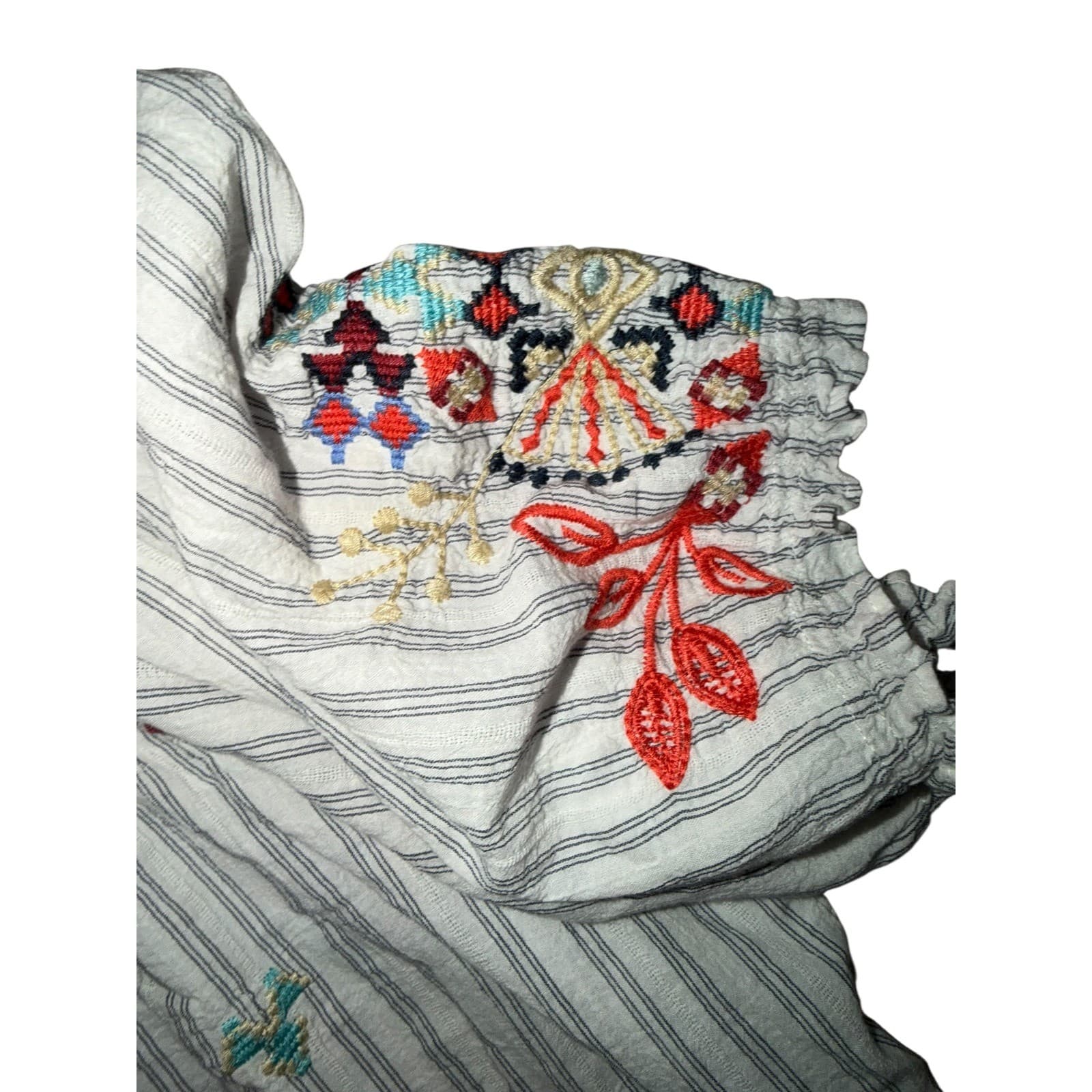 Johnny Was Work Puff Sleeve Embroidered Peasant Sz XLBoho Cottagecore - Thumbnail 4