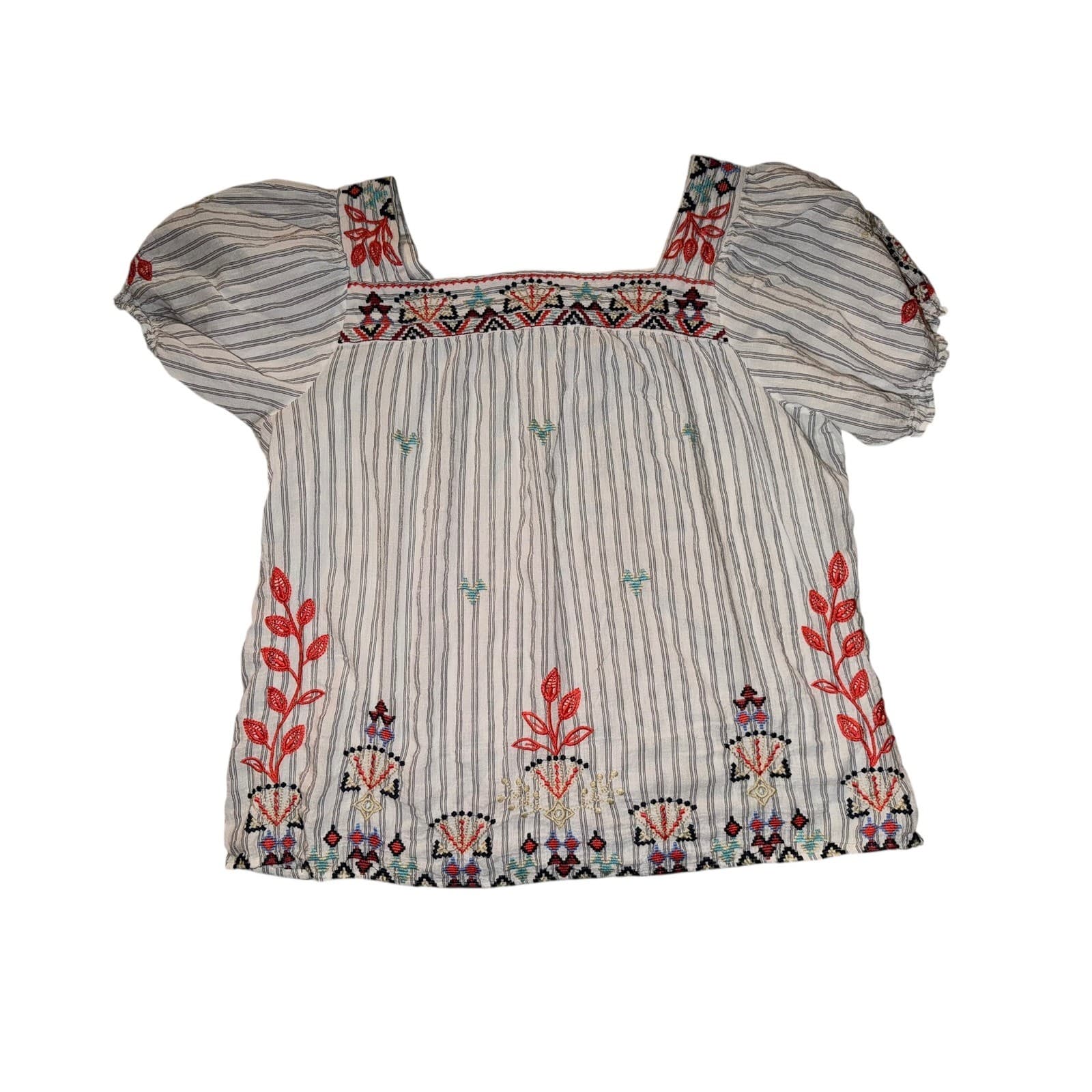 Johnny Was Work Puff Sleeve Embroidered Peasant Sz XLBoho Cottagecore - Thumbnail 3