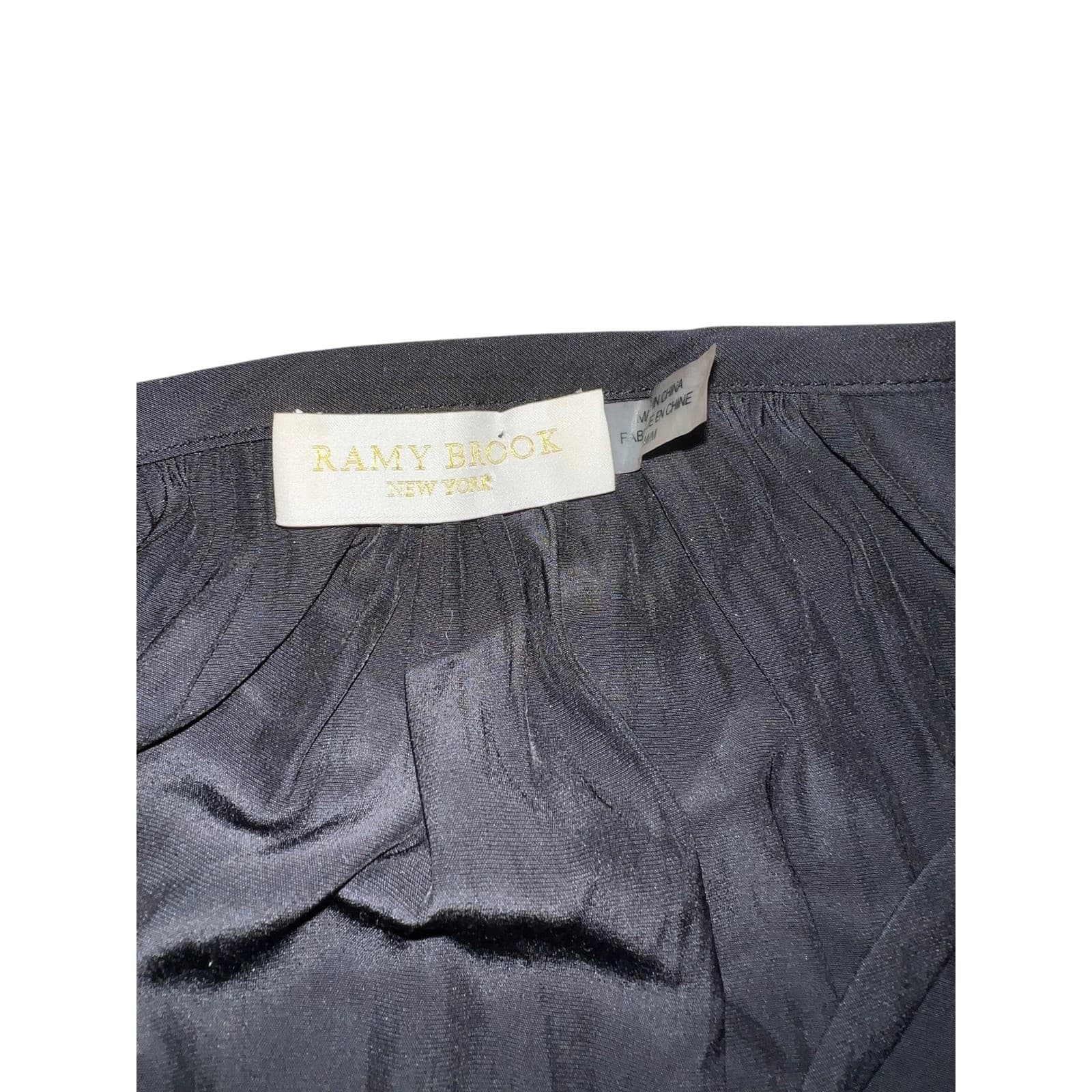 Ramy Brook NY Black Silk v neck Open Shoulder Sz M Luxury Flare Sleeve Statement - Thumbnail 3