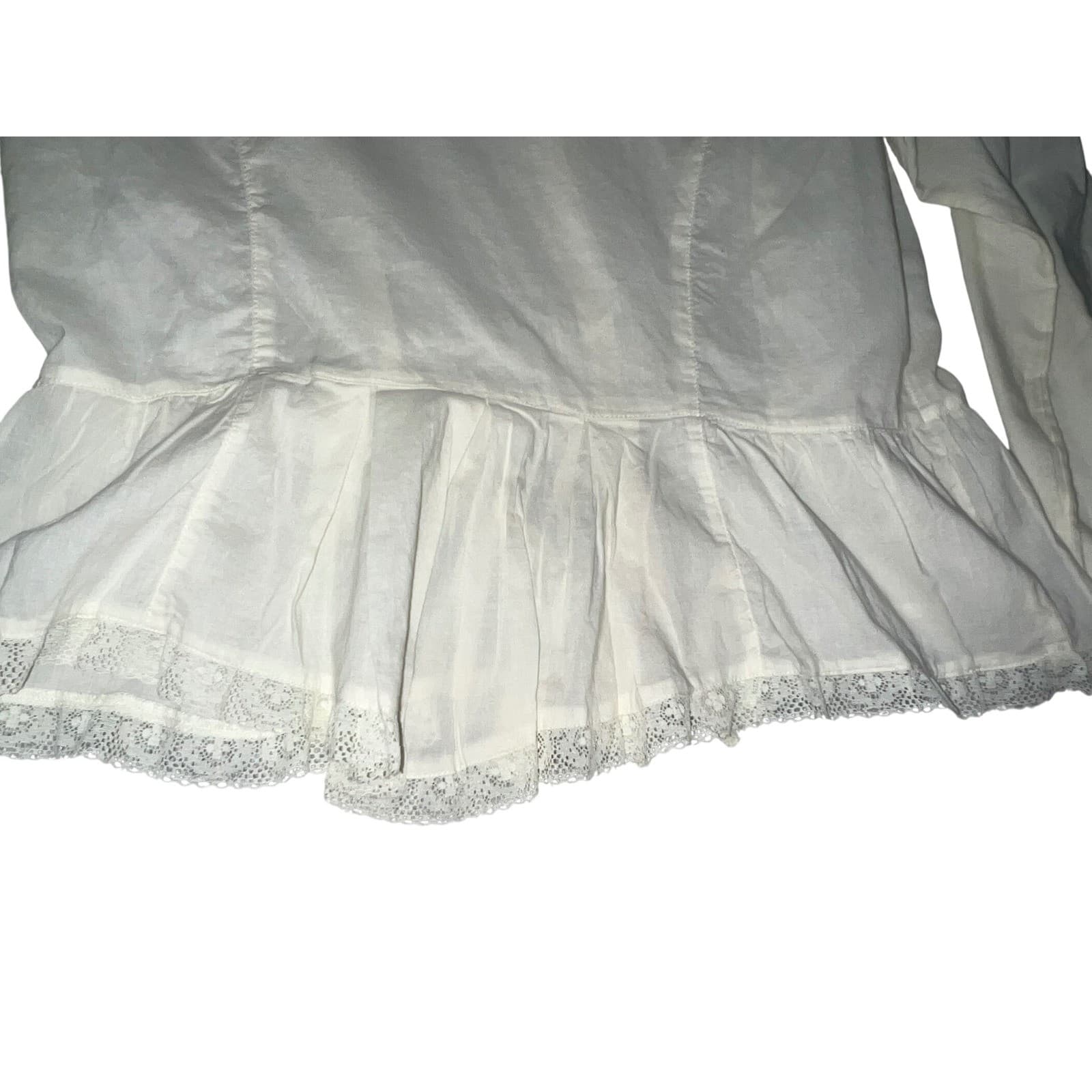 Persaman NY Off White Lace Sz L | Prairie Gypsy Button Down Flare Sleeve Top - Thumbnail 6