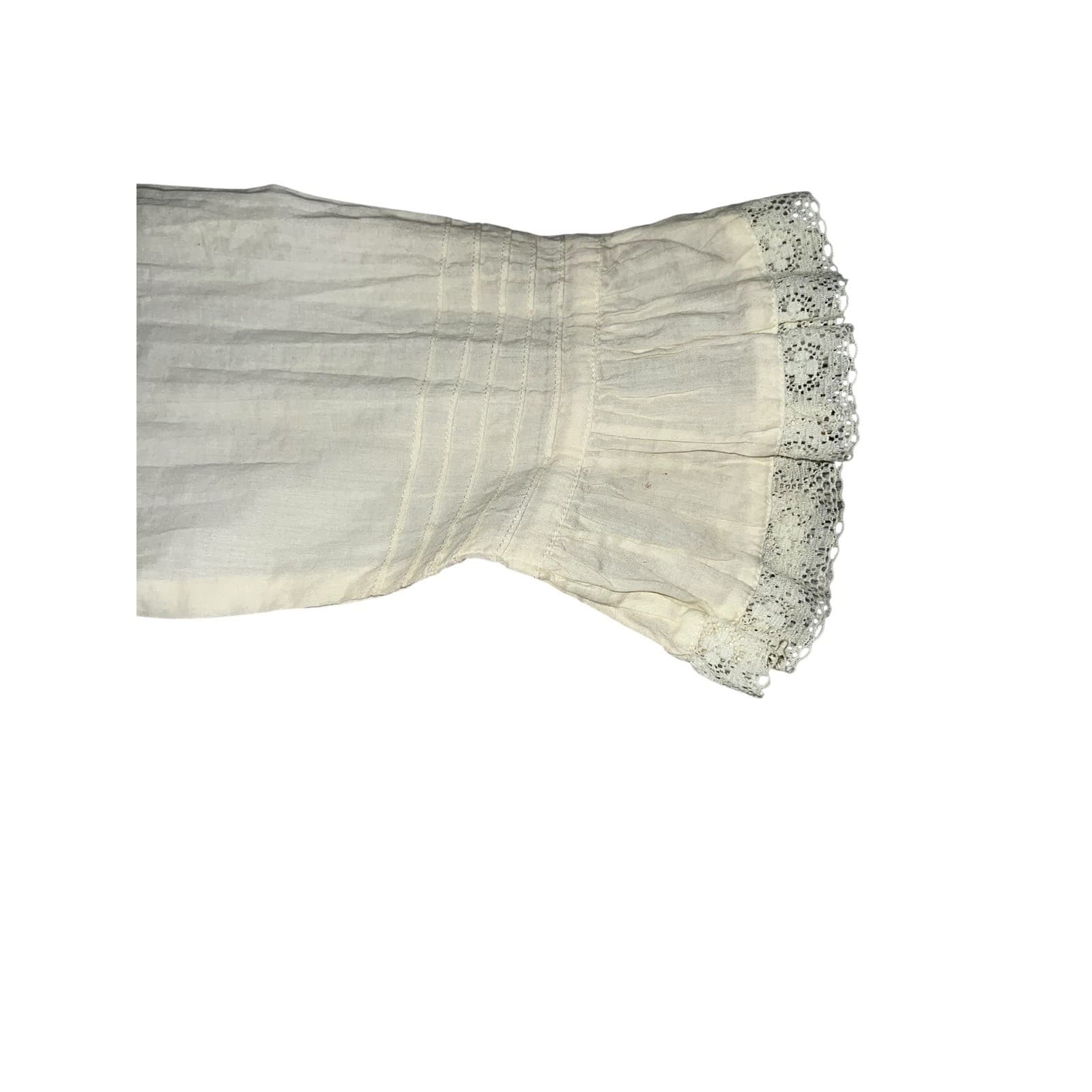 Persaman NY Off White Lace Sz L | Prairie Gypsy Button Down Flare Sleeve Top - Thumbnail 4